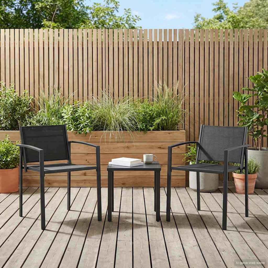 vidaXL Tuinstoelen 2 pcs Zwart en Anthraciet 53,5 x 59 x 77 cm