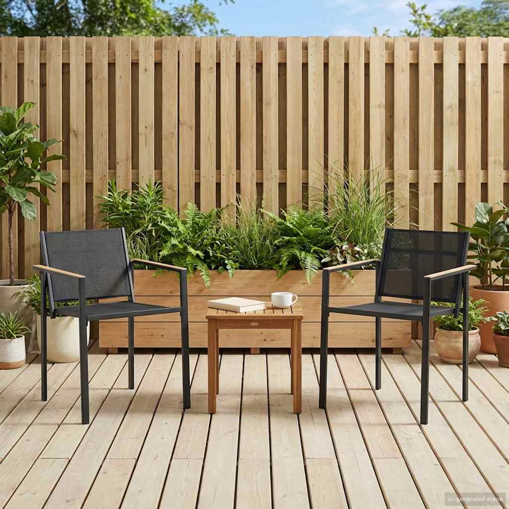 vidaXL Tuinstoelen 2 pcs Zwart en Anthraciet 53,5 x 59 x 77 cm