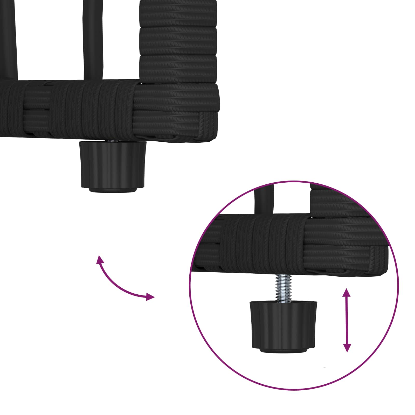 vidaXL Buitenmeubelset 4 pcs Zwart en Donkergrijs Staal en Poly Rattan