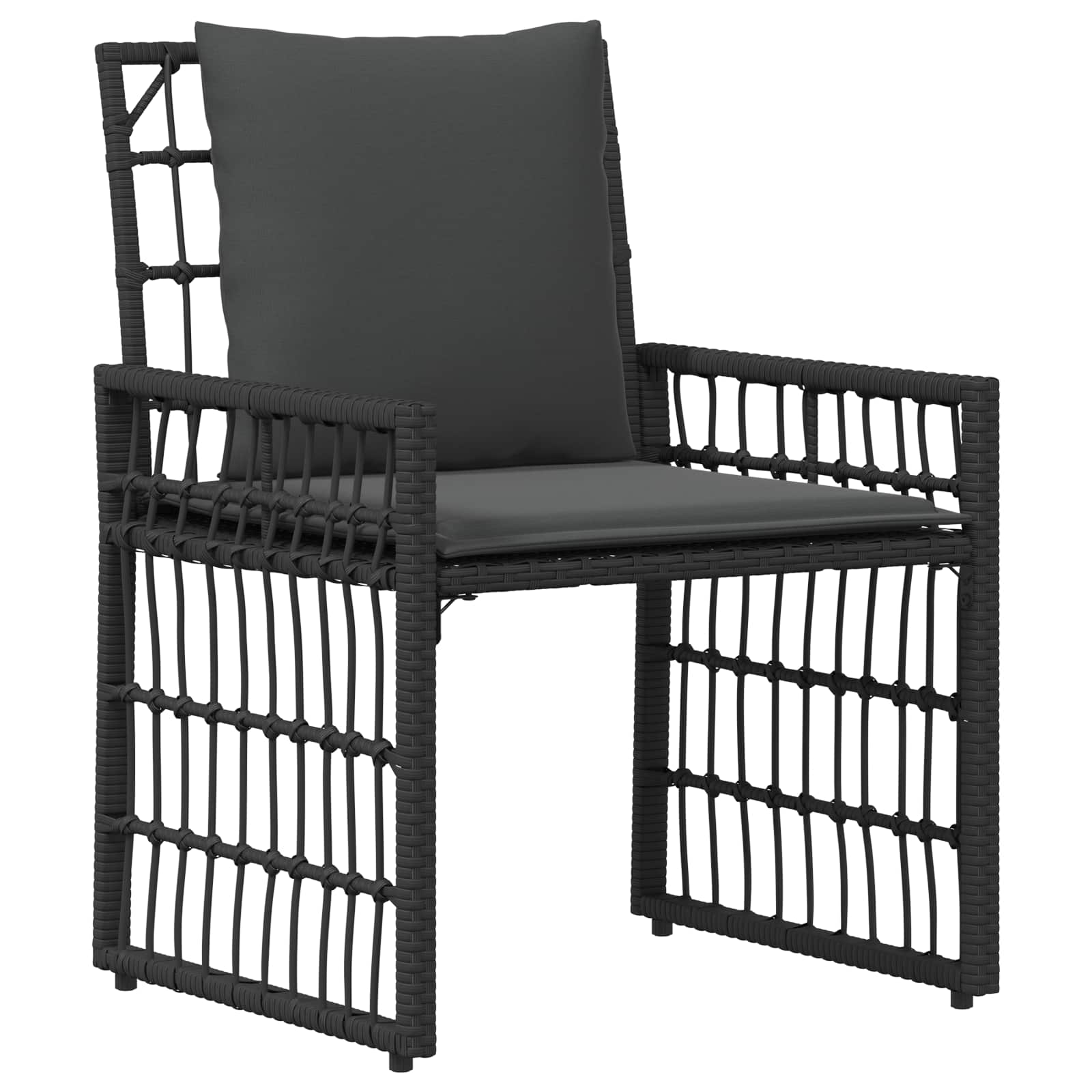 vidaXL Buitenmeubelset 4 pcs Zwart en Donkergrijs Staal en Poly Rattan