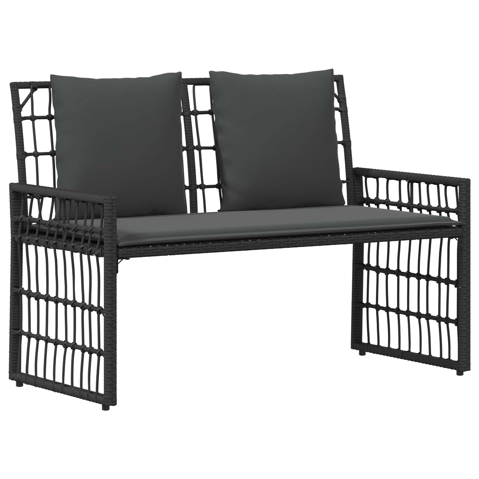vidaXL Buitenmeubelset 4 pcs Zwart en Donkergrijs Staal en Poly Rattan