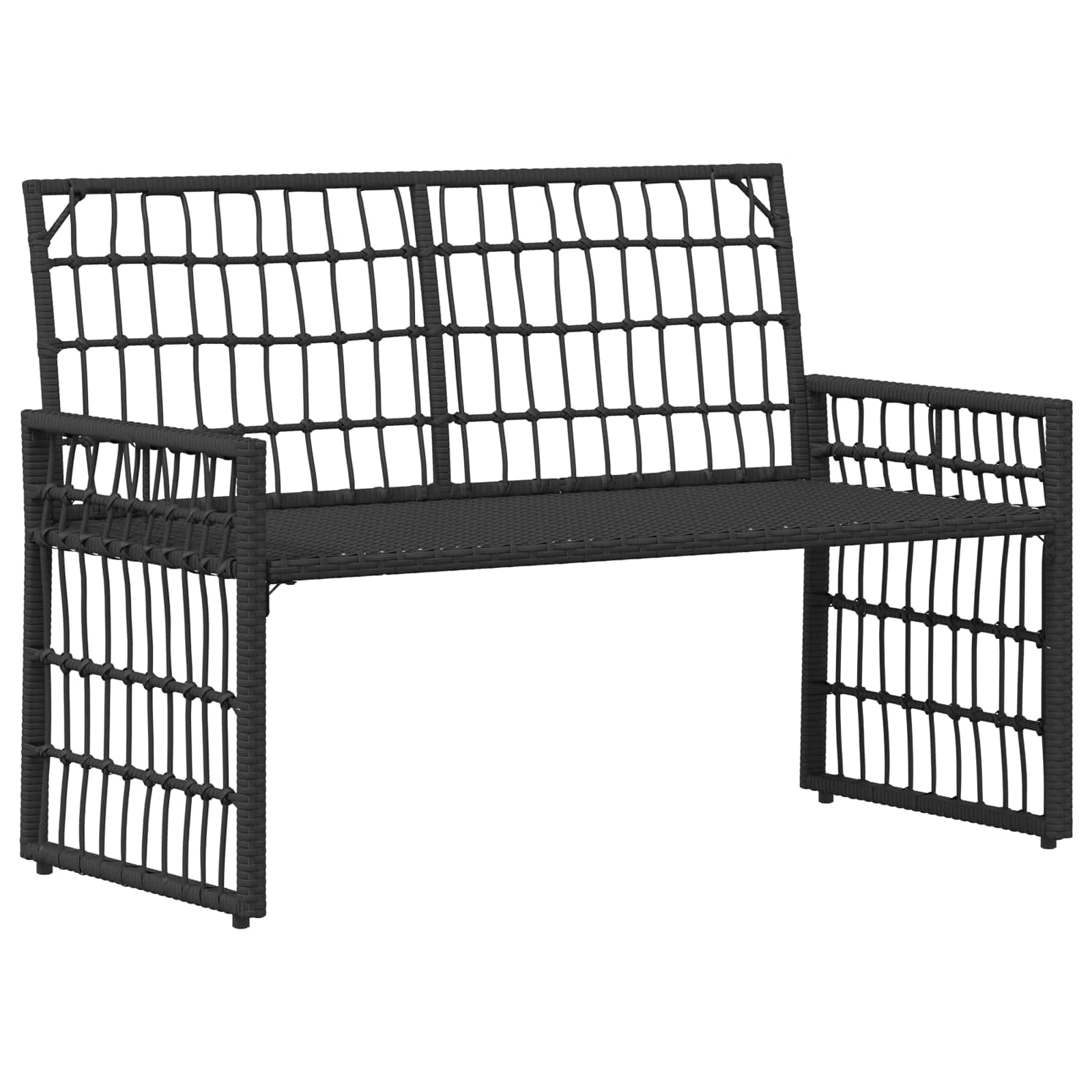 vidaXL Buitenmeubelset 4 pcs Zwart en Donkergrijs Staal en Poly Rattan