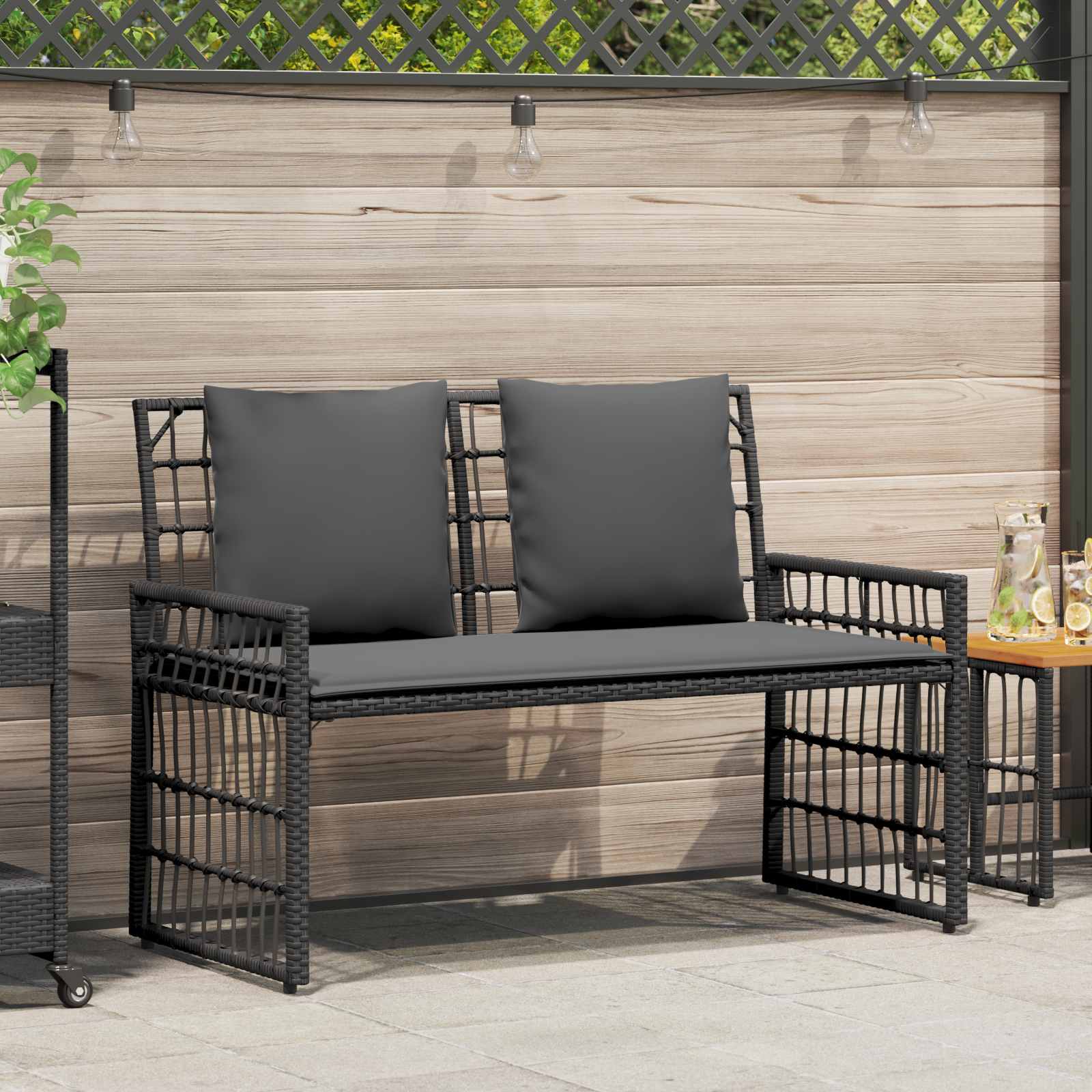 vidaXL Tuinbank Effen Zwart en Donkergrijs 116 x 55 x 82 cm