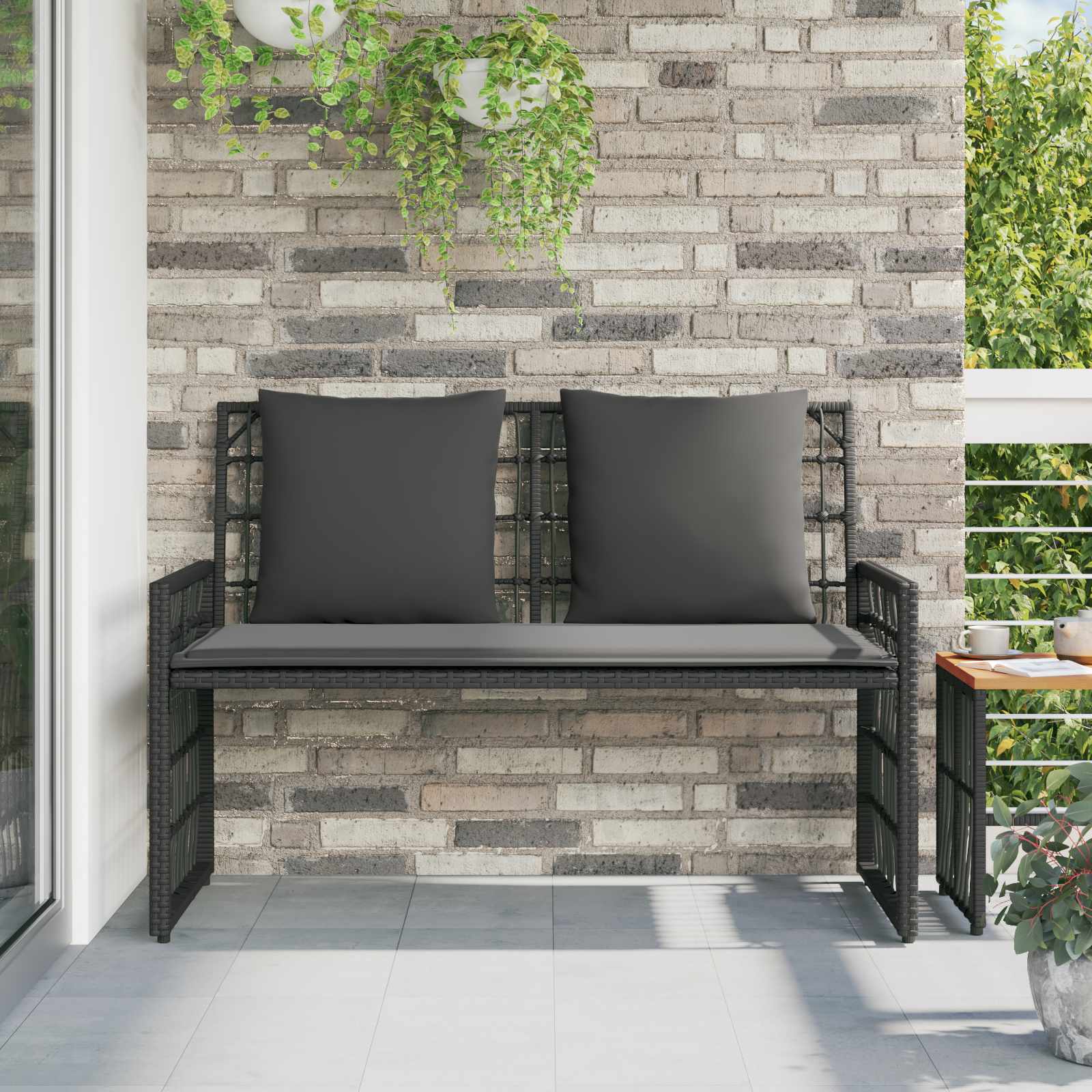 vidaXL Tuinbank Effen Zwart en Donkergrijs 116 x 55 x 82 cm