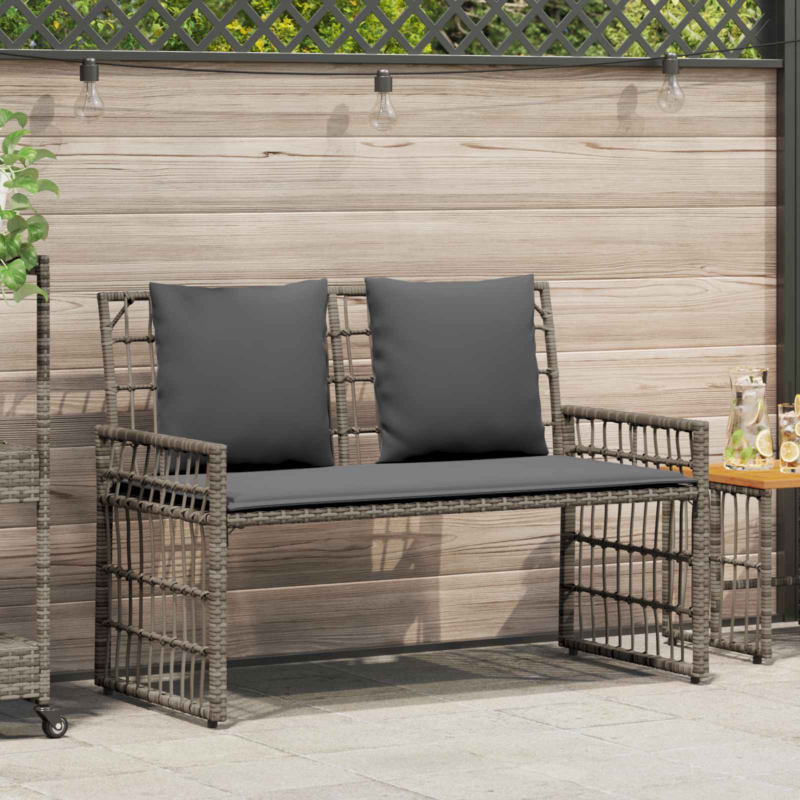 vidaXL Tuinbank Effen Zwart en Donkergrijs 116 x 55 x 82 cm