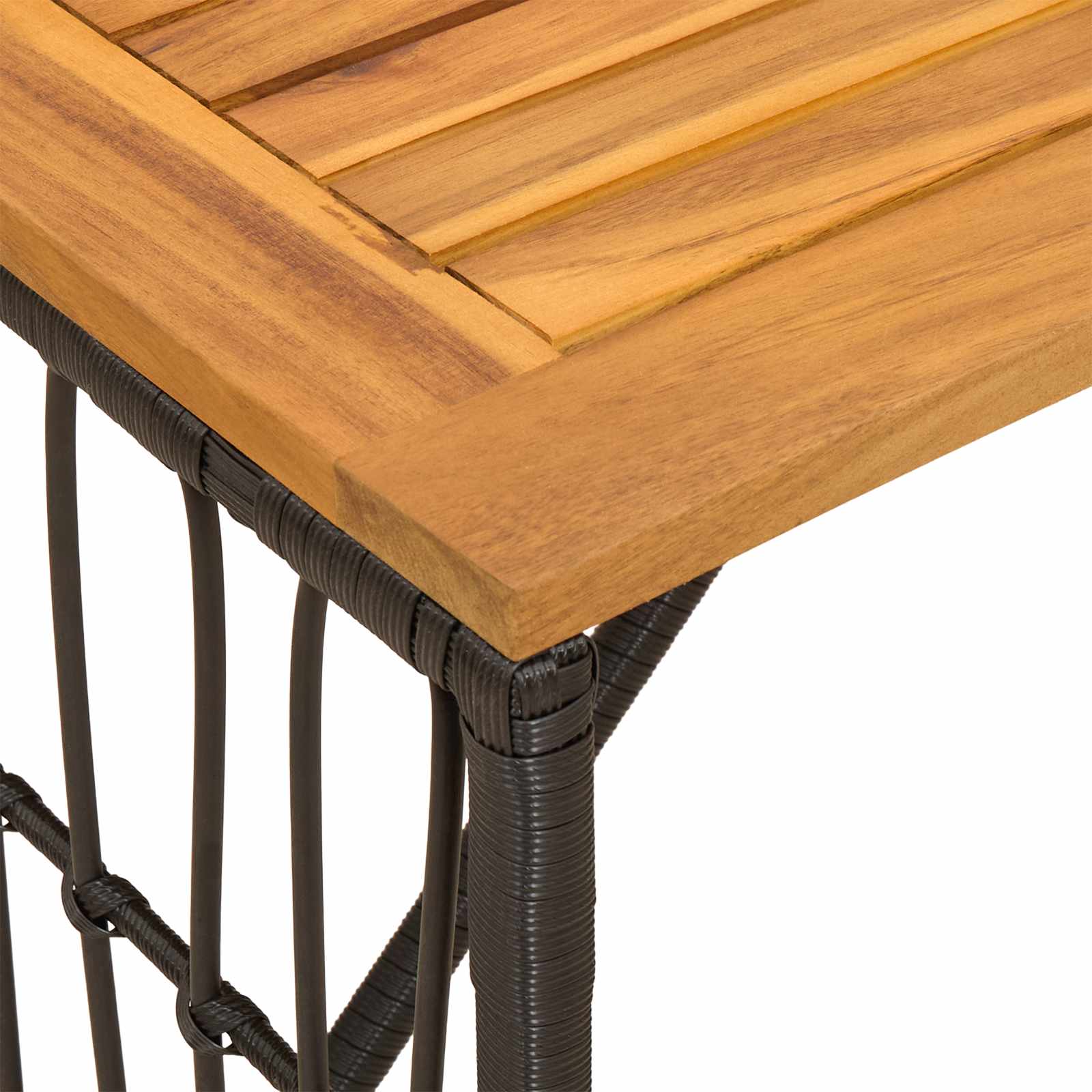 vidaXL Buiten Tafel Zwart 80 x 40 x 40 cm Staal en Poly Rattan