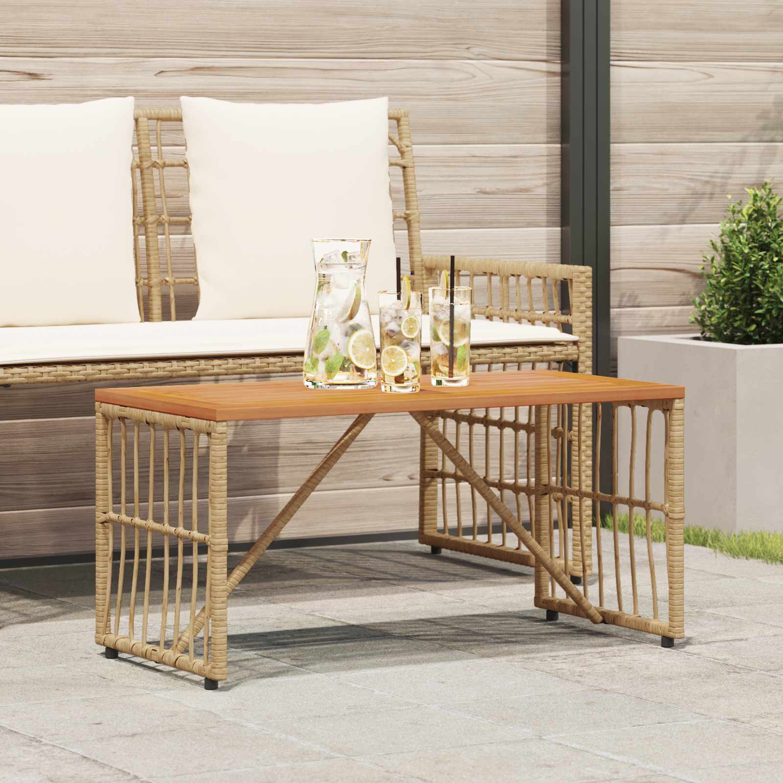 vidaXL Buiten Tafel Zwart 80 x 40 x 40 cm Staal en Poly Rattan