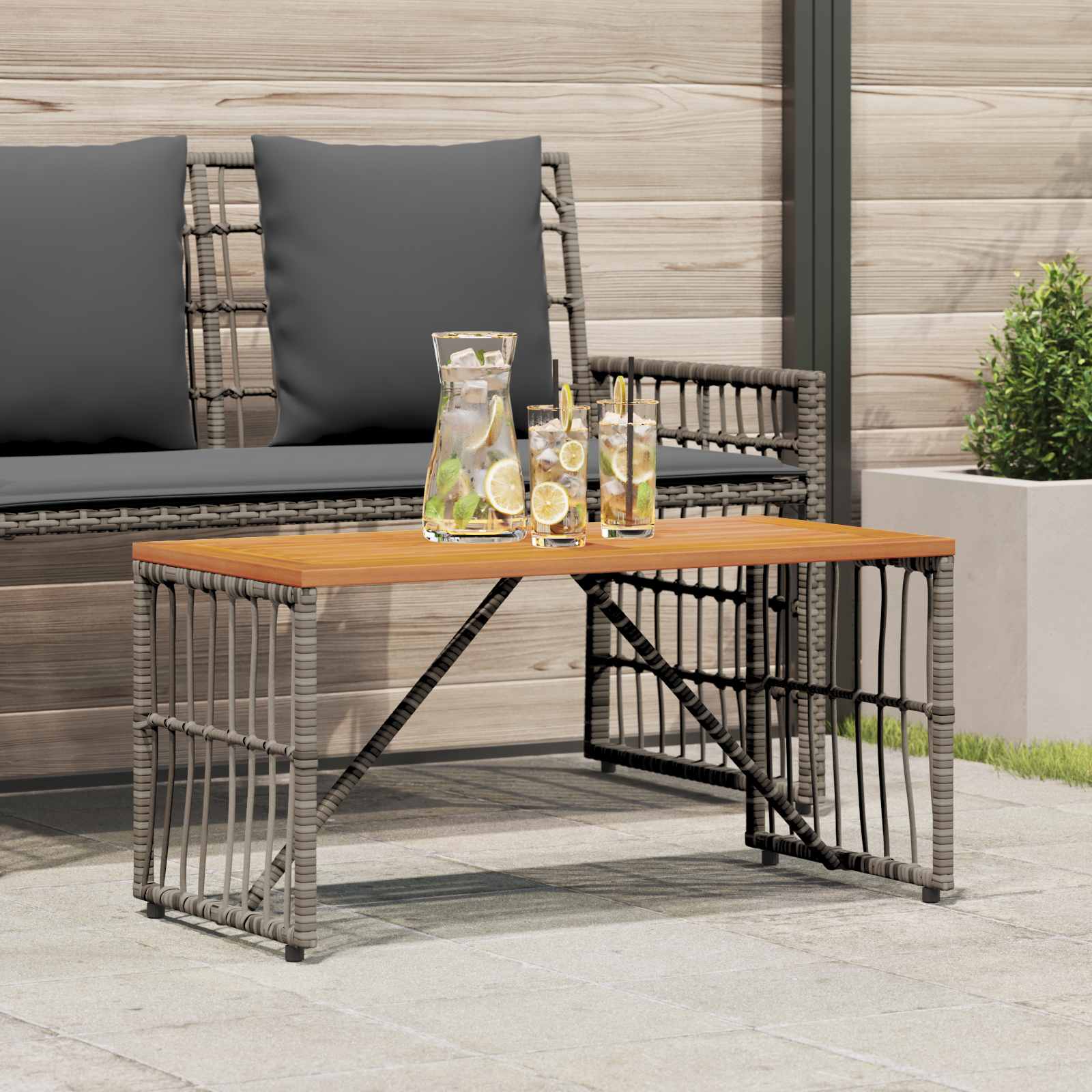 vidaXL Buiten Tafel Zwart 80 x 40 x 40 cm Staal en Poly Rattan