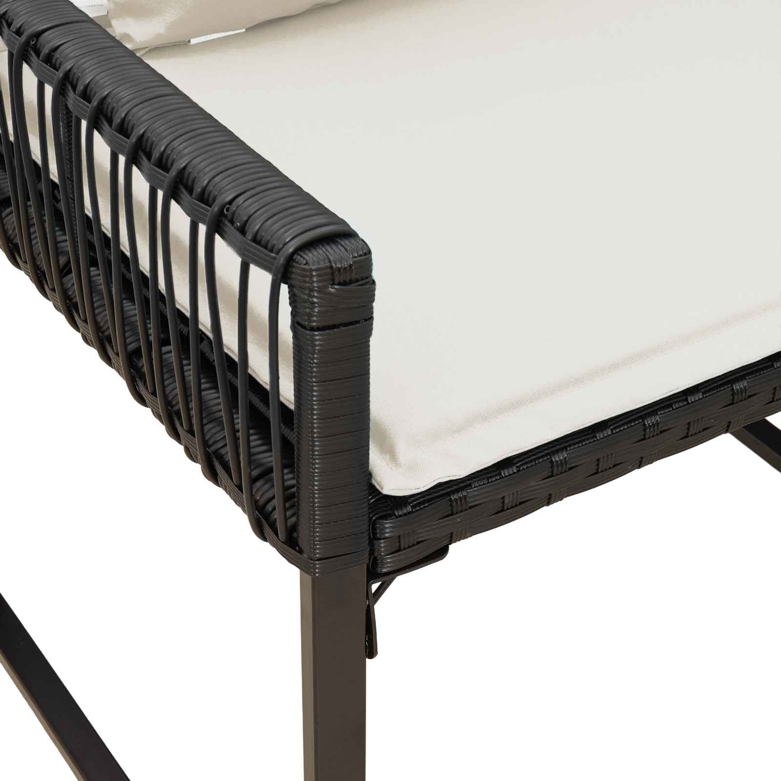 vidaXL Tuinset met kussen 4 stuks Zwart en crème Wit polyrattan