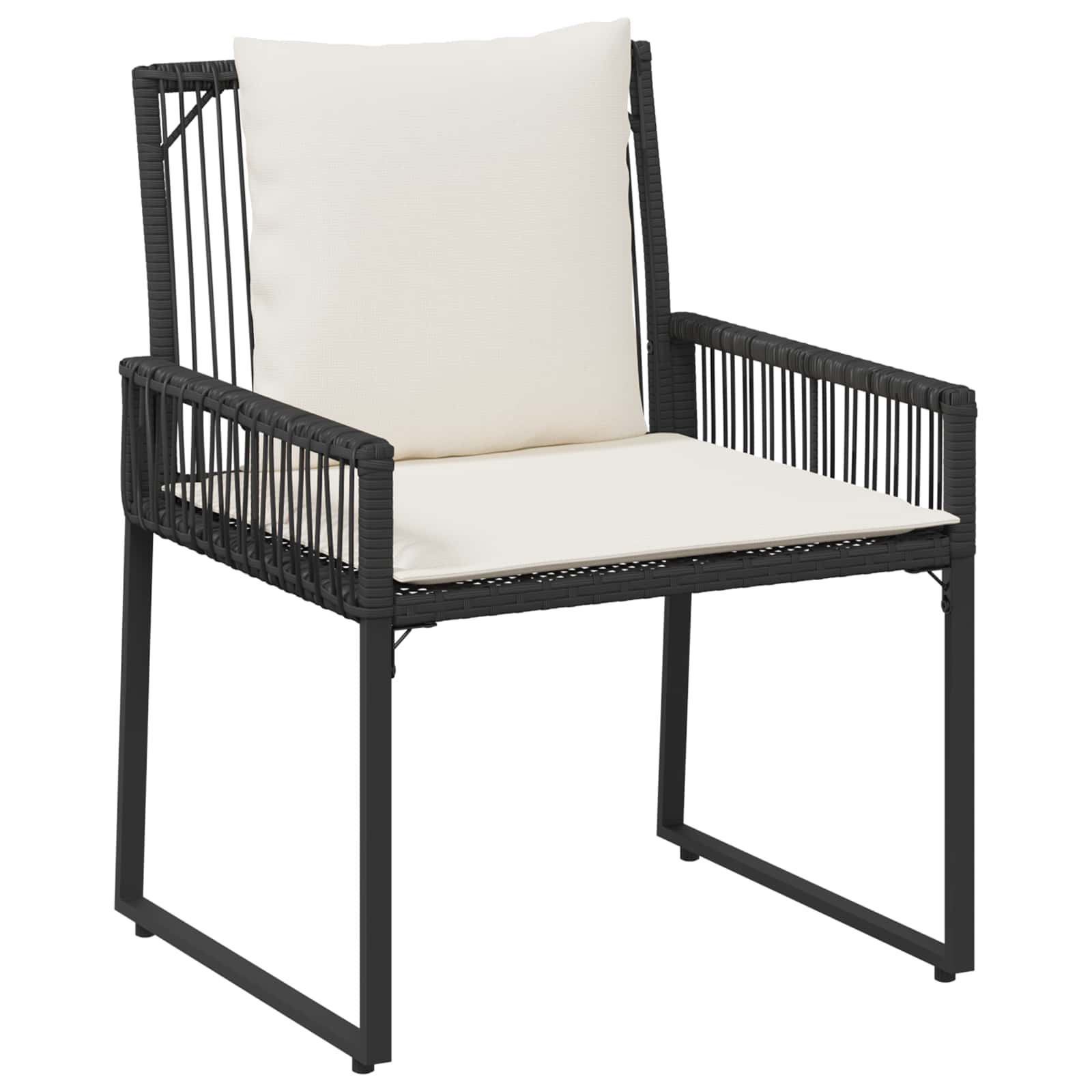 vidaXL Tuinset met kussen 4 stuks Zwart en crème Wit polyrattan