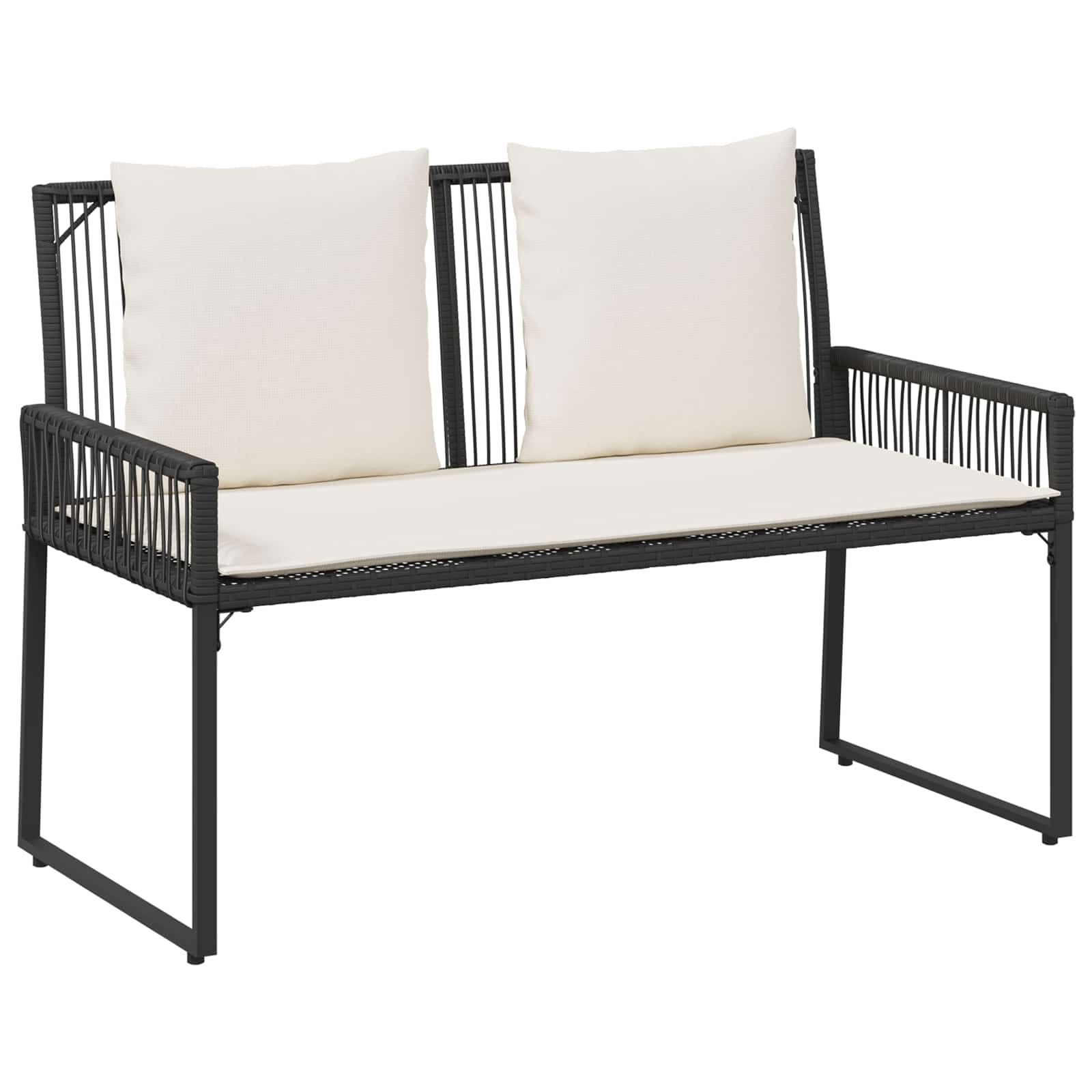 vidaXL Tuinset met kussen 4 stuks Zwart en crème Wit polyrattan