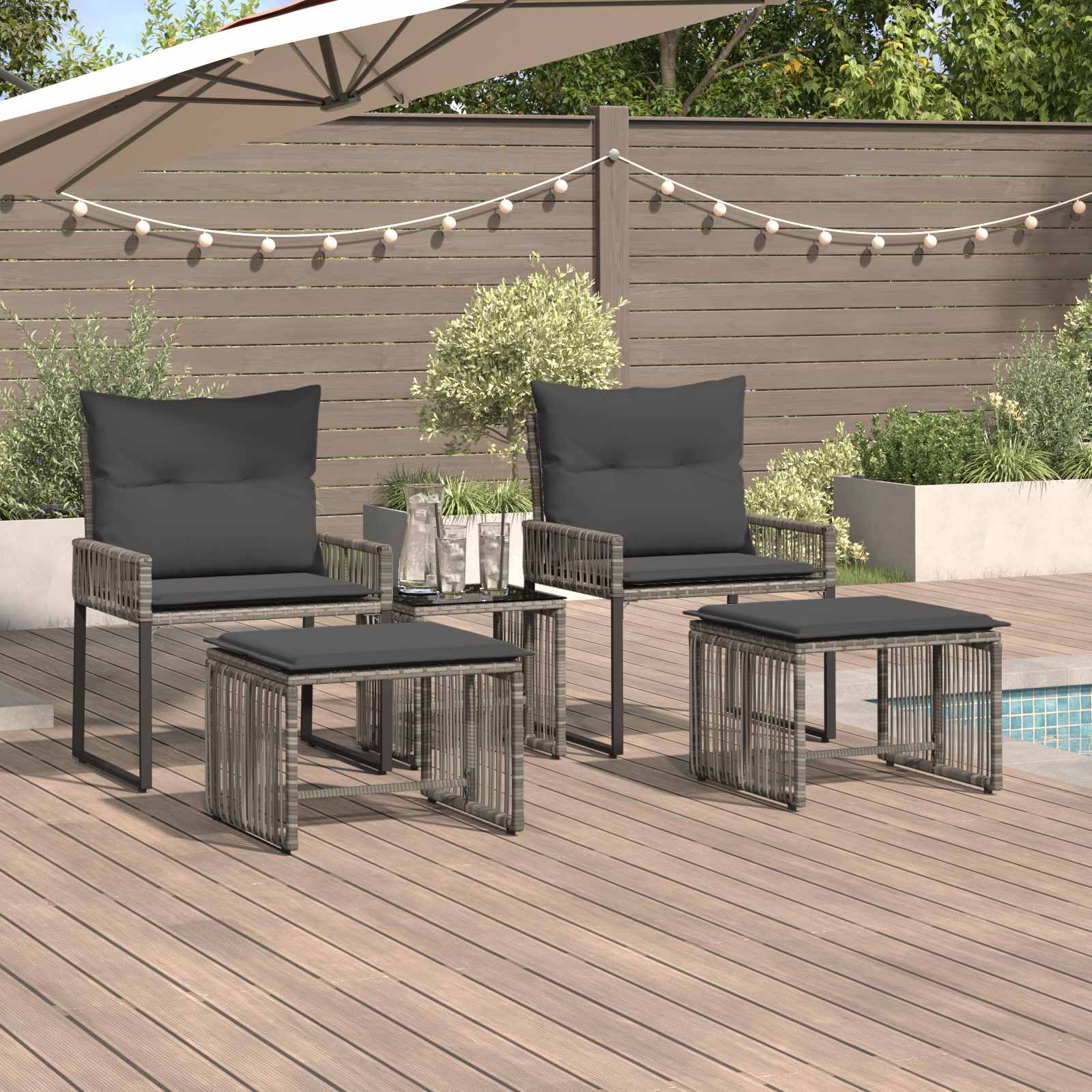 vidaXL Tuinset met kussen 4 stuks Zwart en crème Wit polyrattan