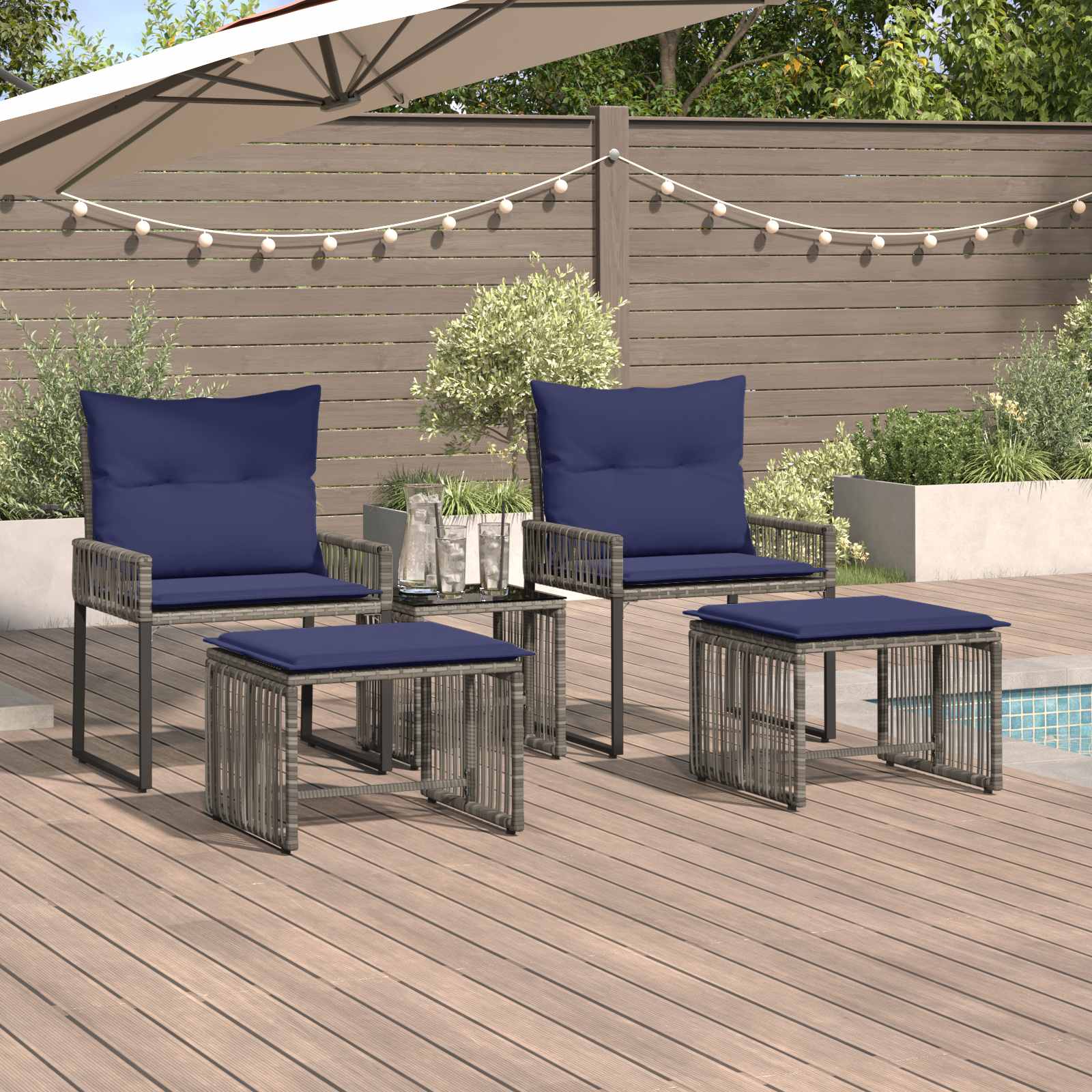 vidaXL Tuinset met kussen 4 stuks Zwart en crème Wit polyrattan