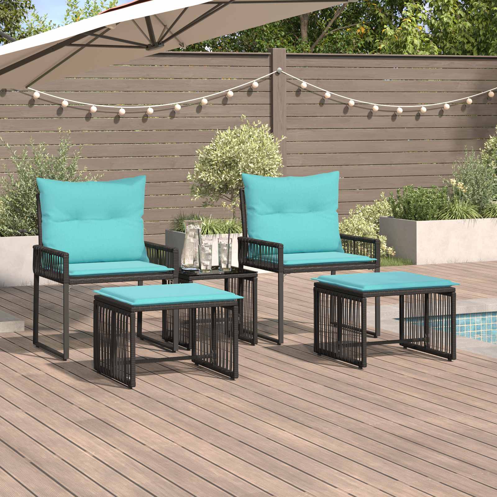 vidaXL Tuinset met kussen 4 stuks Zwart en crème Wit polyrattan