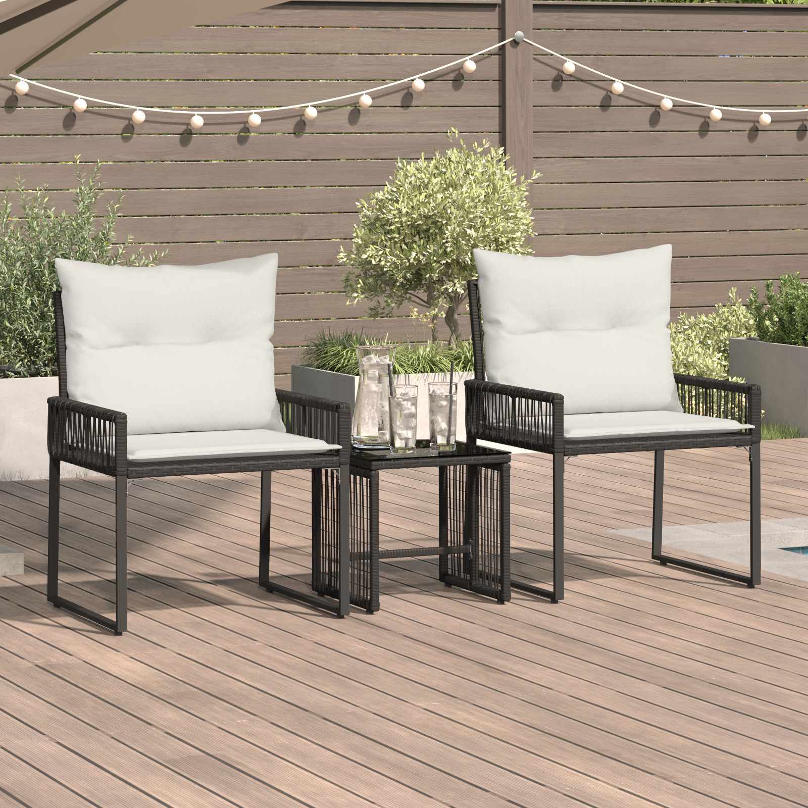 vidaXL Tuinset met kussen 4 stuks Zwart en crème Wit polyrattan