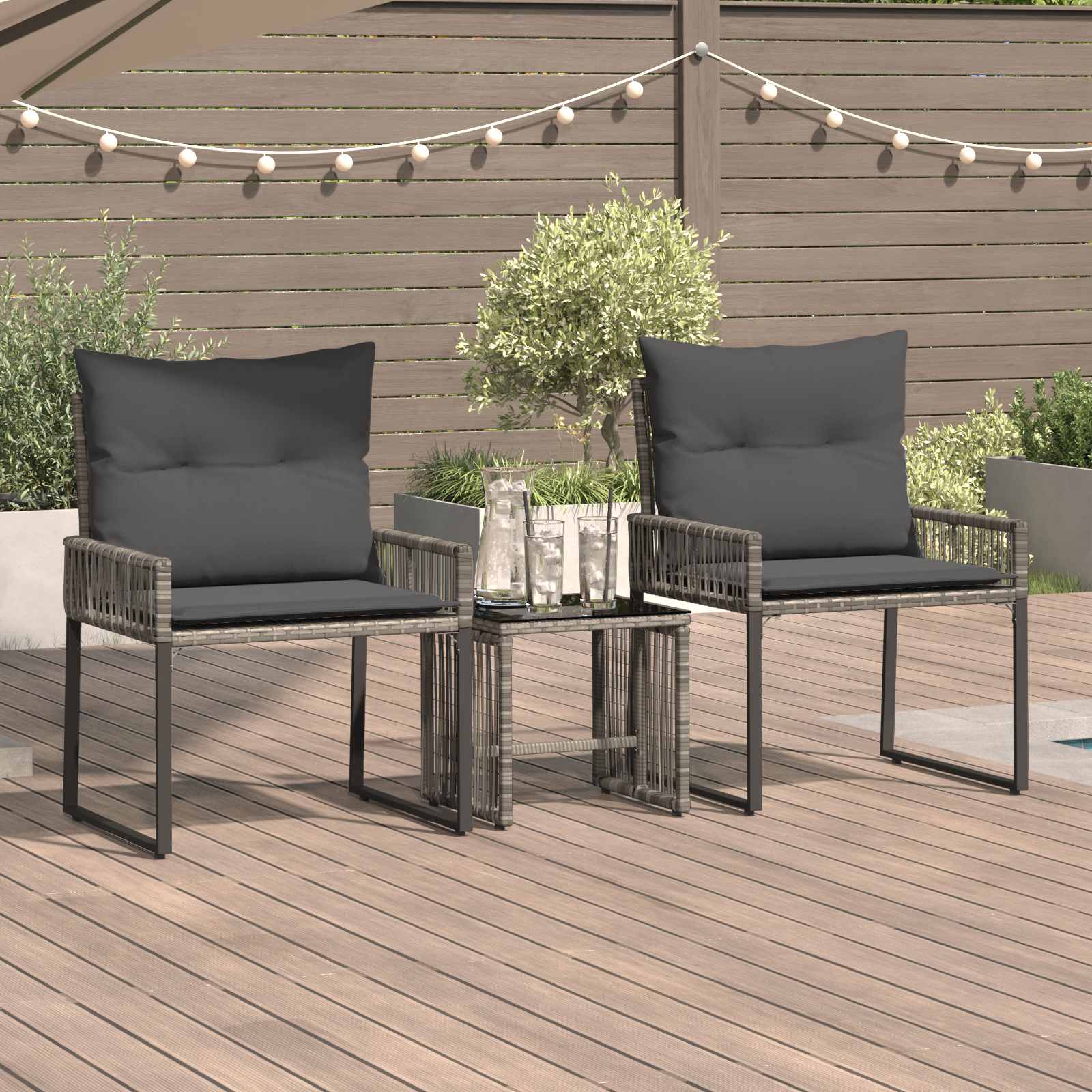 vidaXL Tuinset met kussen 4 stuks Zwart en crème Wit polyrattan