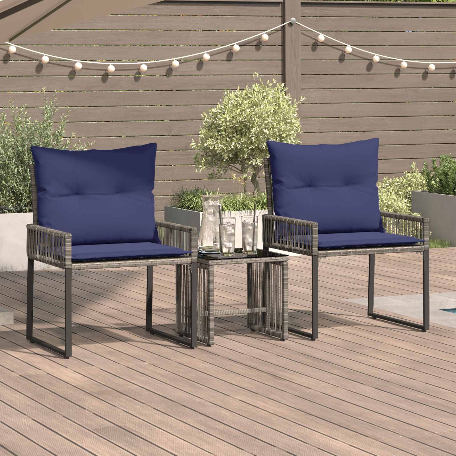 vidaXL Tuinset met kussen 4 stuks Zwart en crème Wit polyrattan