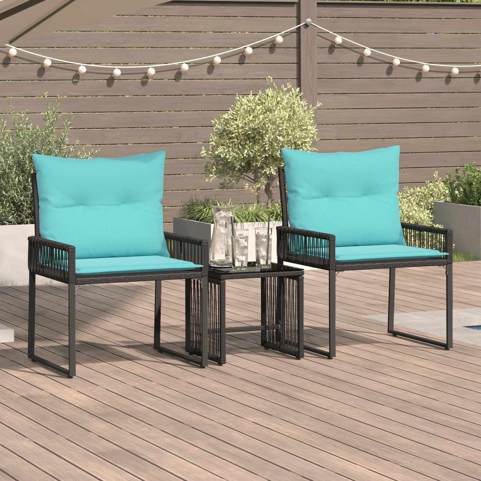 vidaXL Tuinset met kussen 4 stuks Zwart en crème Wit polyrattan