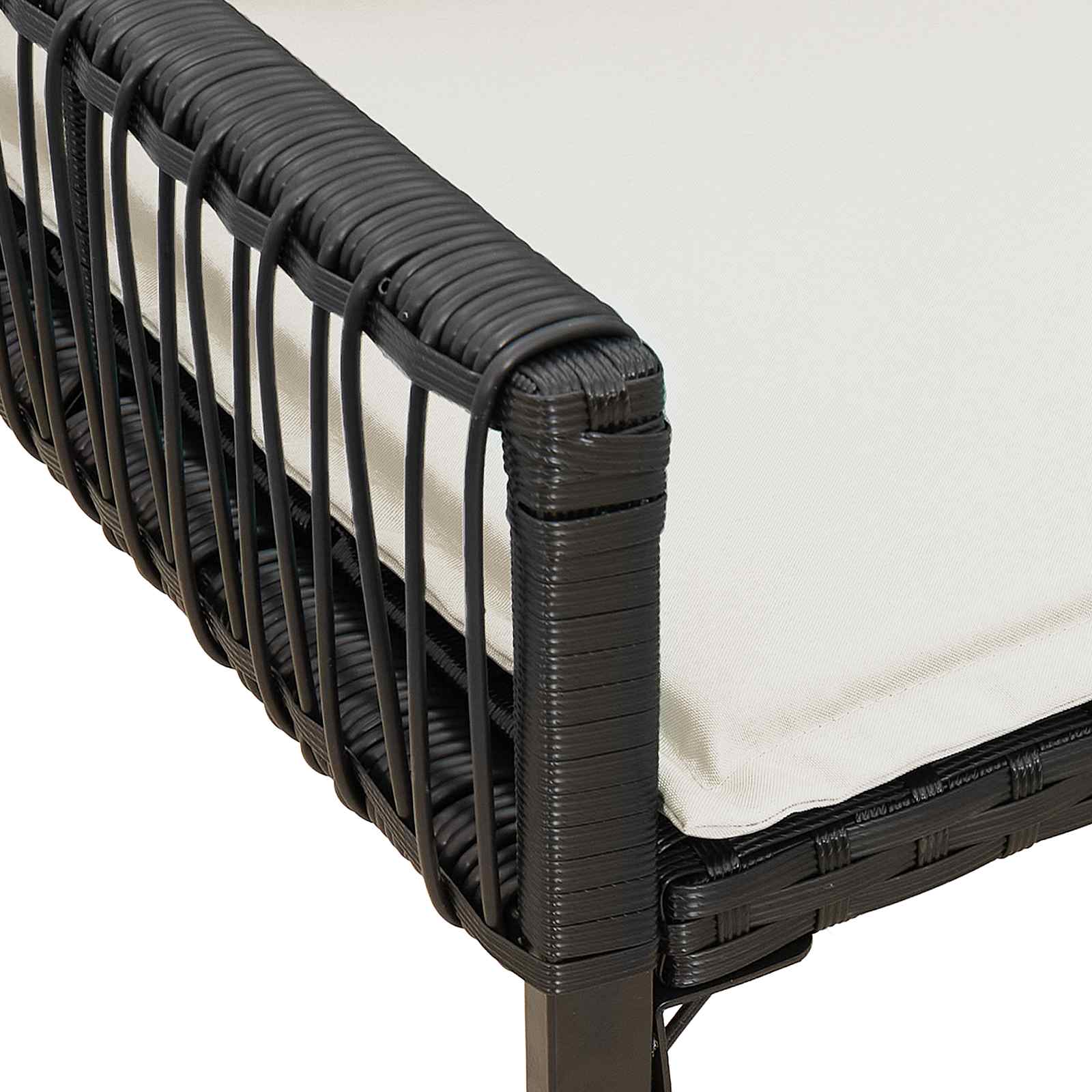 vidaXL Tuinbank met kussen 4 pcs Zwart en Cream Wit poly rattan