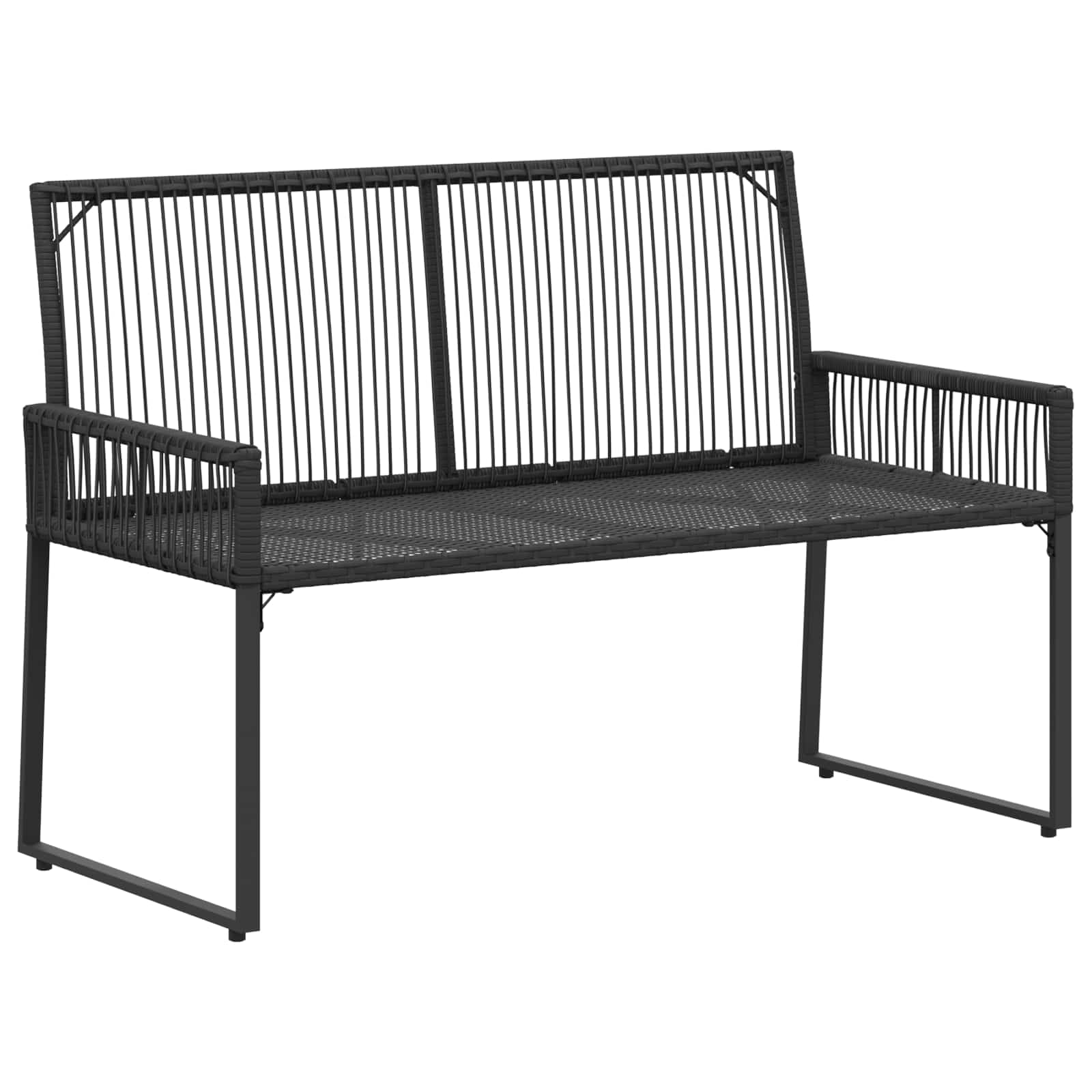vidaXL Tuinbank met kussen 4 pcs Zwart en Cream Wit poly rattan