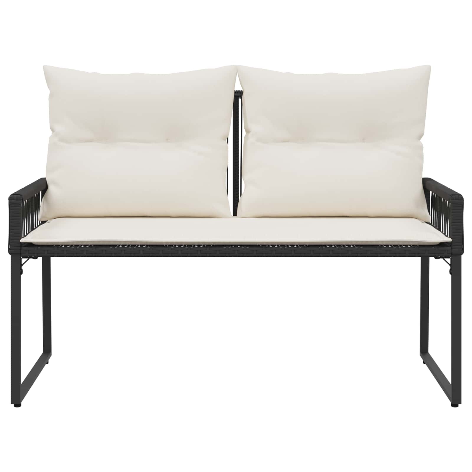 vidaXL Tuinbank met kussen 4 pcs Zwart en Cream Wit poly rattan