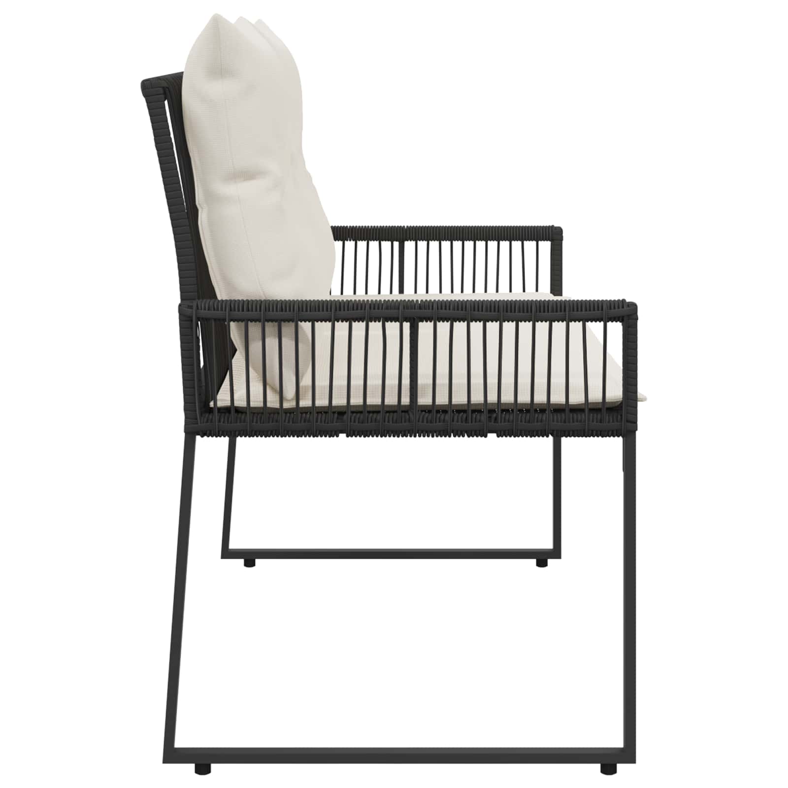 vidaXL Tuinbank met kussen 4 pcs Zwart en Cream Wit poly rattan