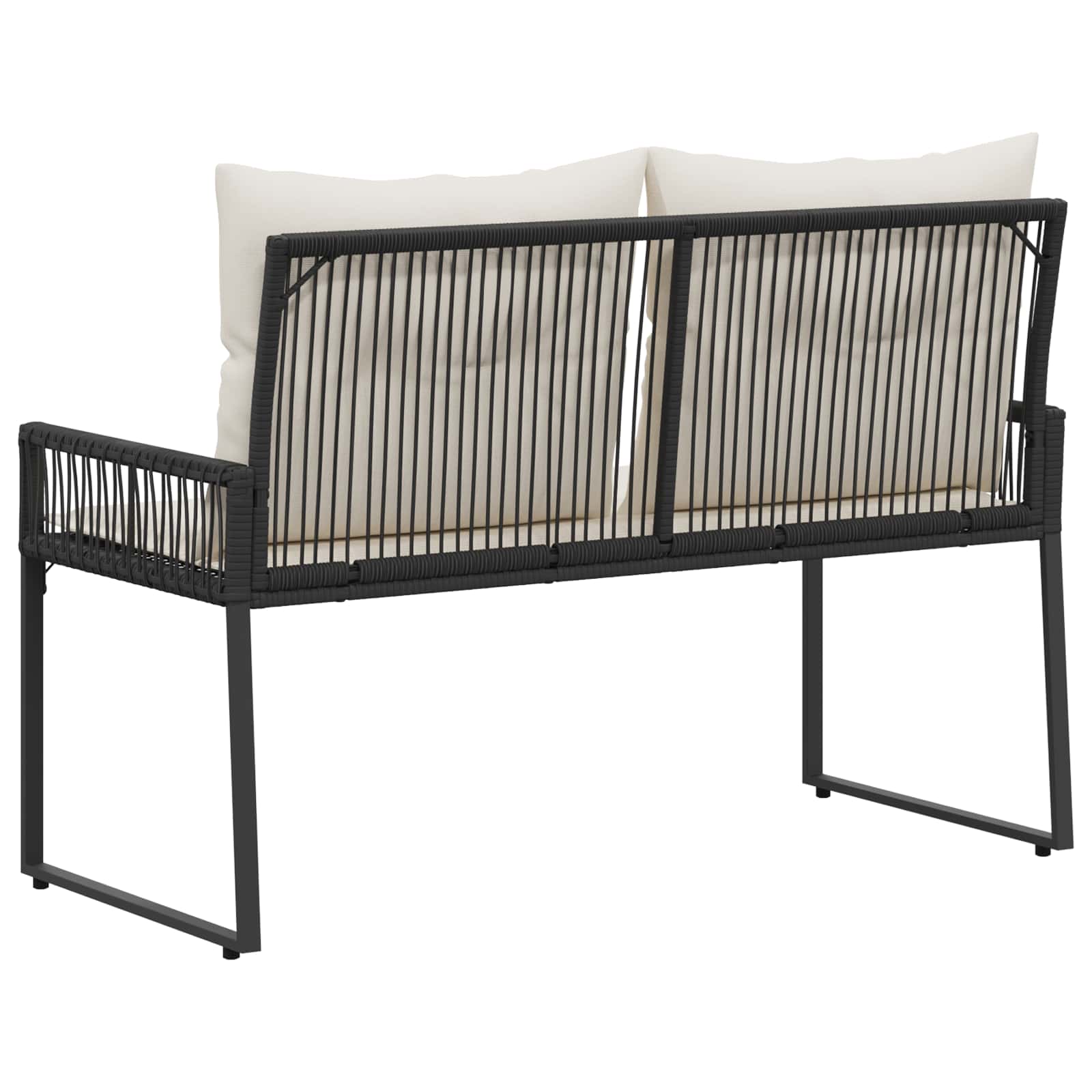 vidaXL Tuinbank met kussen 4 pcs Zwart en Cream Wit poly rattan