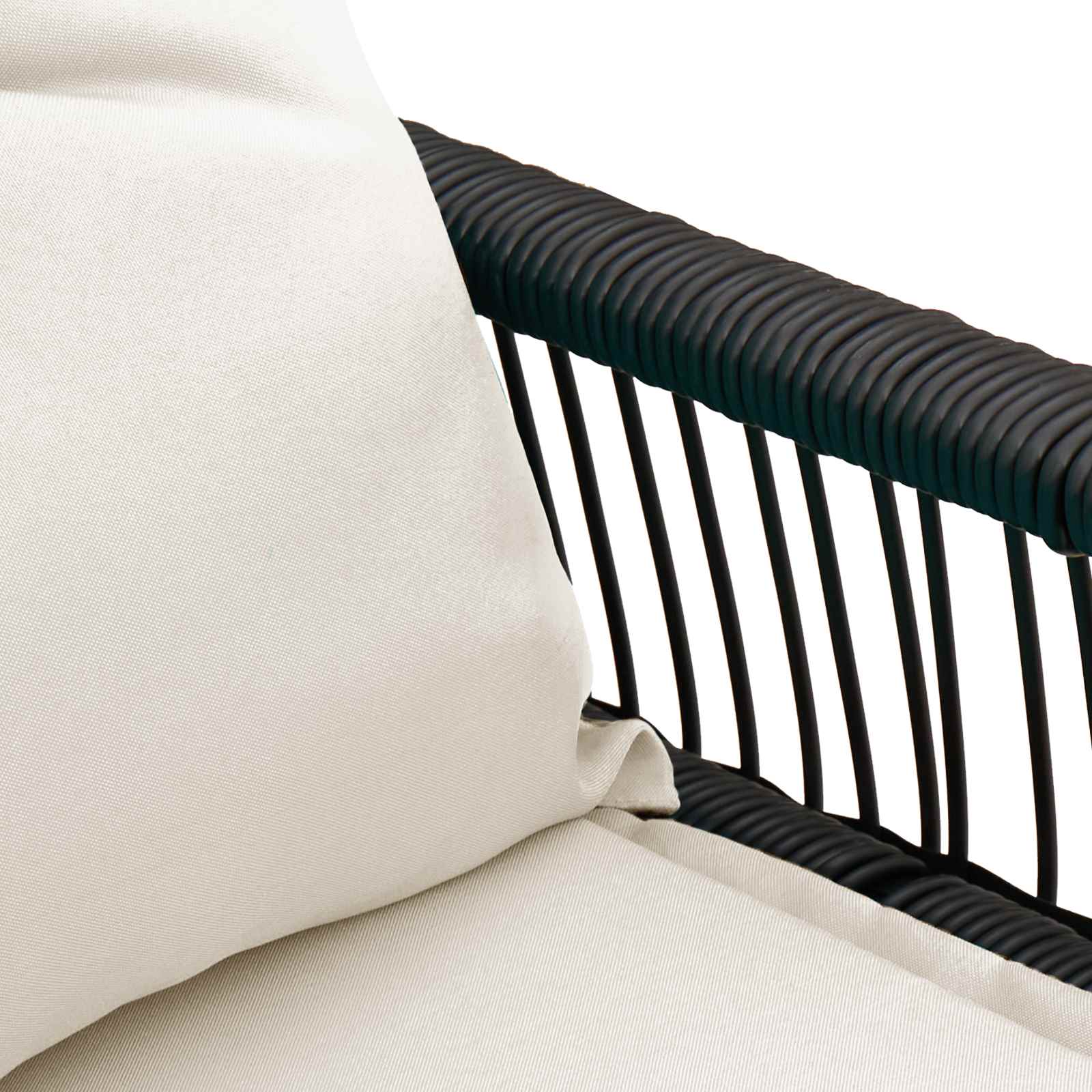 vidaXL Tuinbank met kussen 4 pcs Zwart en Cream Wit poly rattan