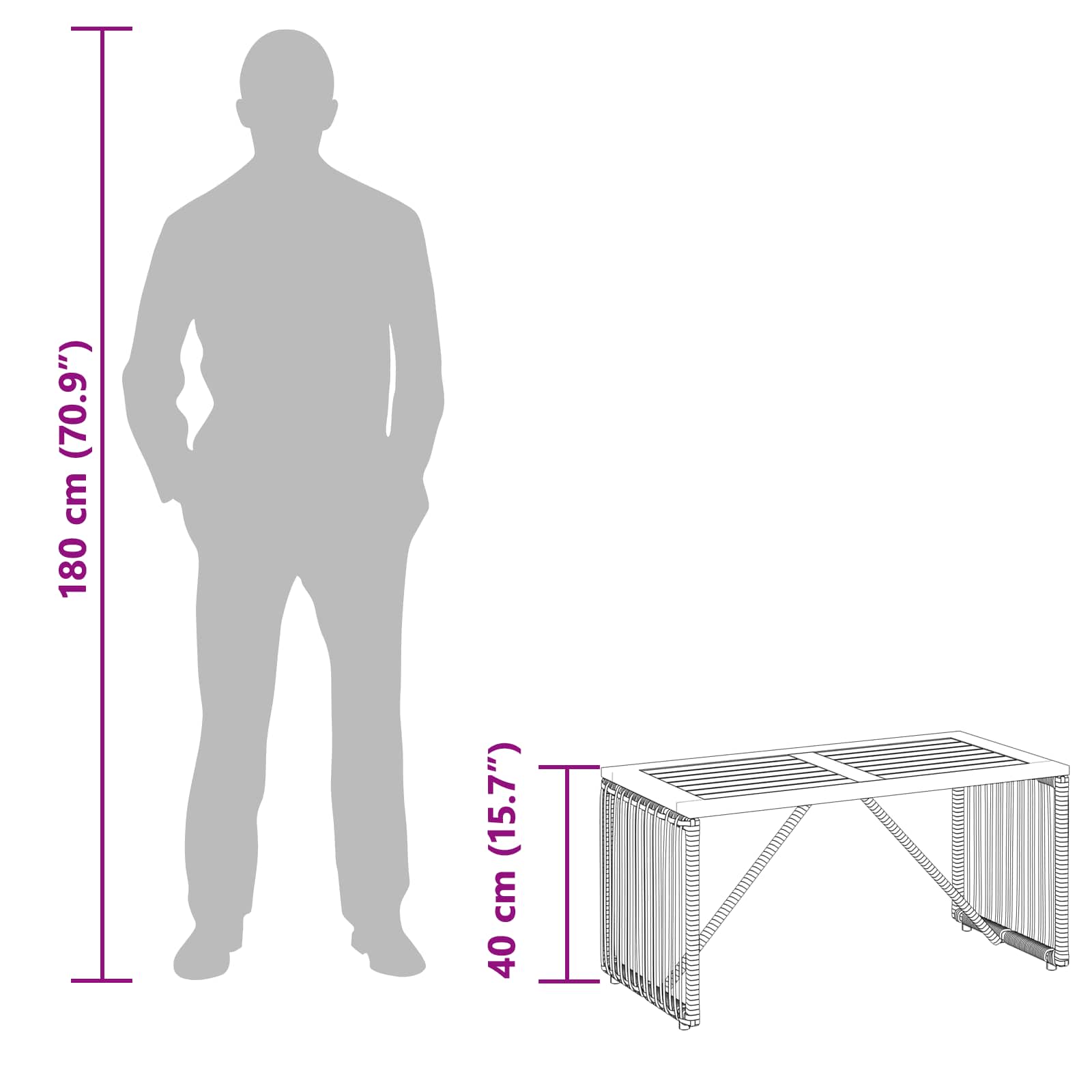 vidaXL Buiten Tafel Zwart en Bruin 80 x 40 x 40 cm poly rattan