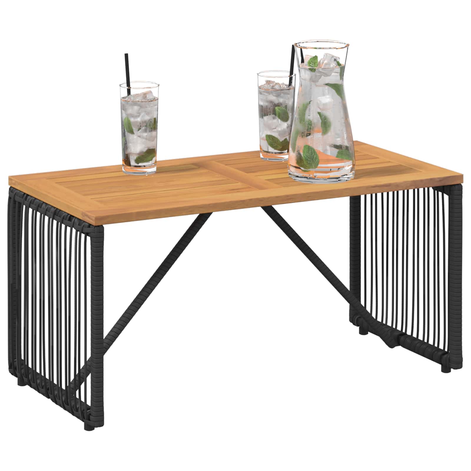 vidaXL Buiten Tafel Zwart en Bruin 80 x 40 x 40 cm poly rattan