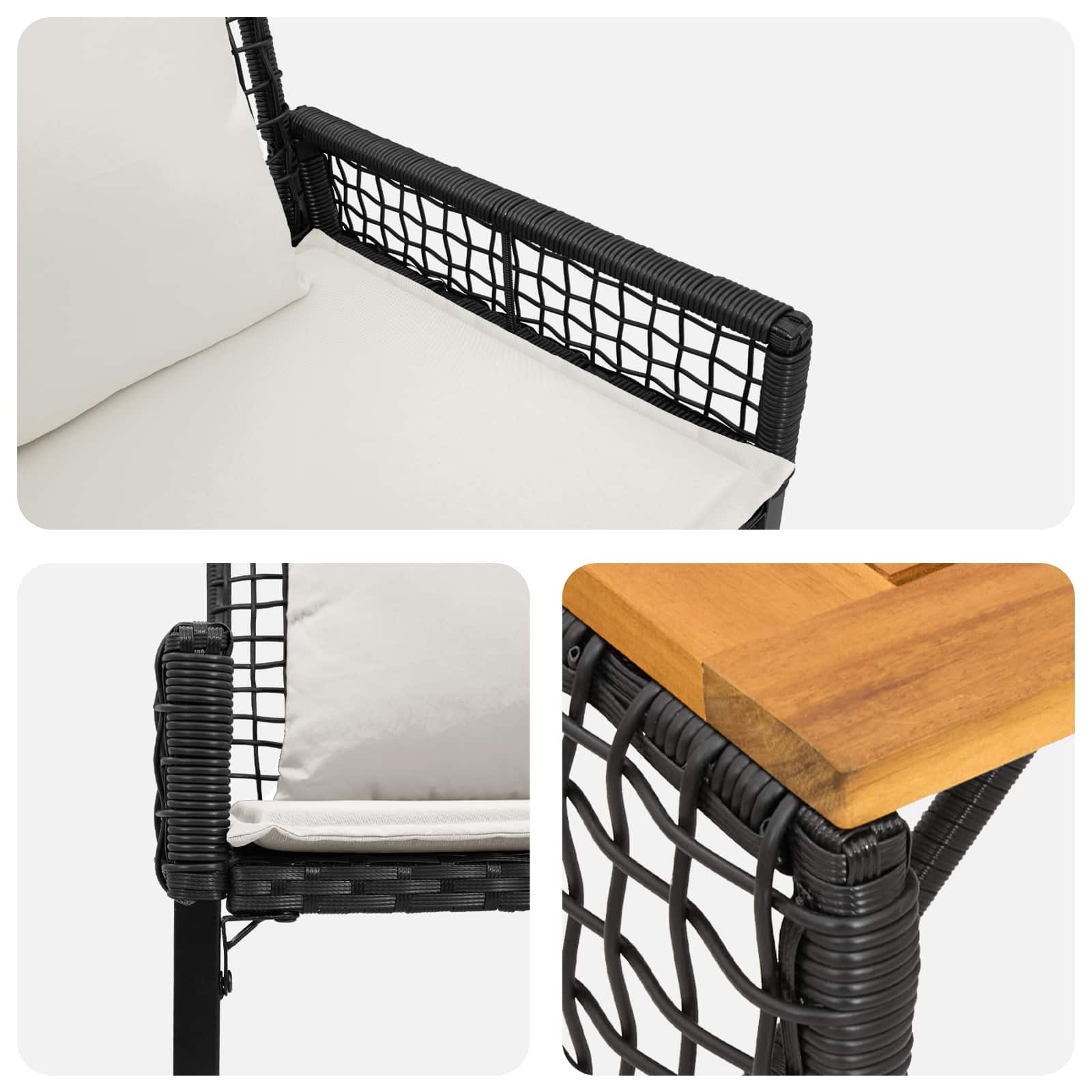 vidaXL Buitenmeubelset met kussen 5 pcs Zwart en Wit