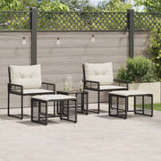 vidaXL Buitenmeubelset met kussen 5 pcs Zwart en Wit