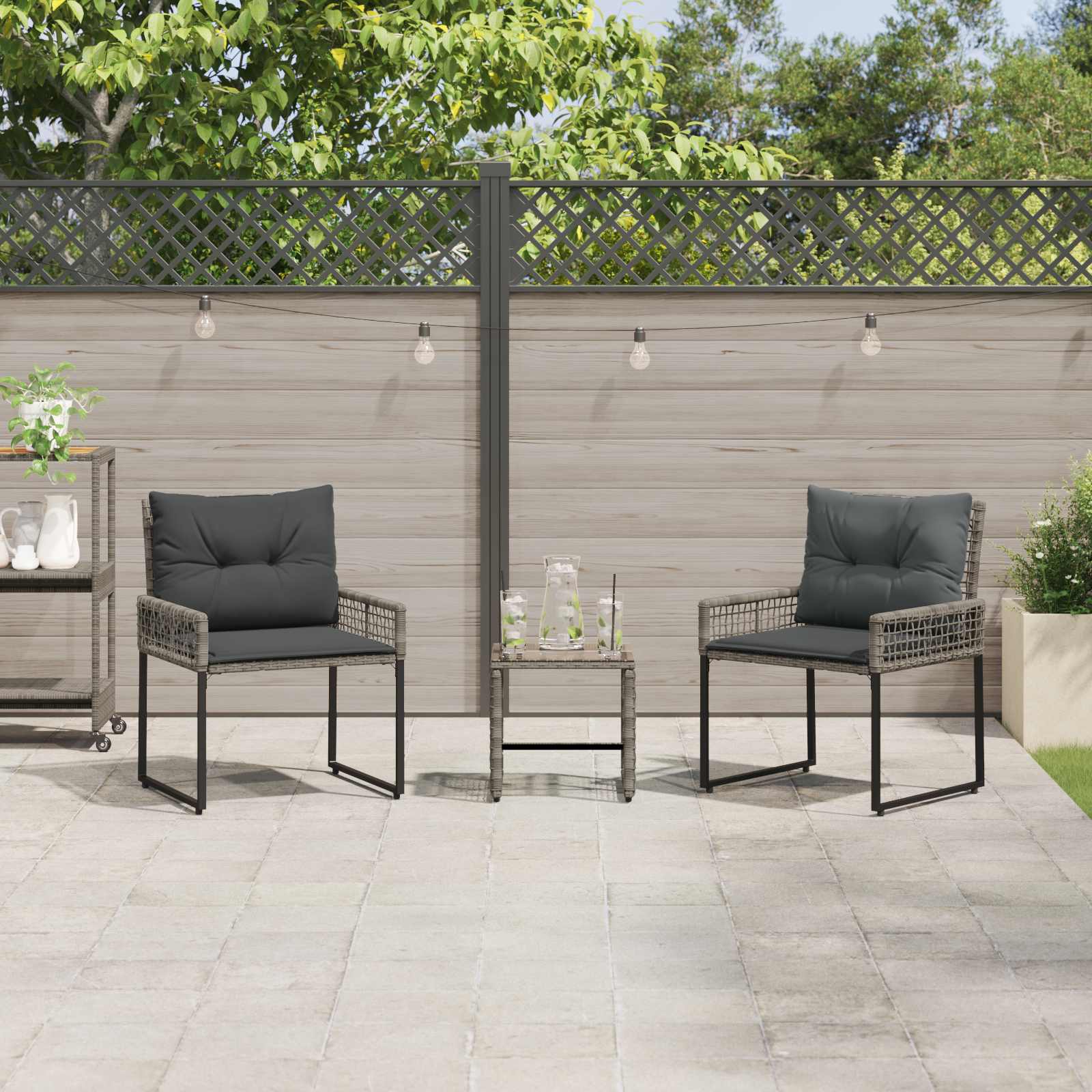 vidaXL Buitenmeubelset met kussen 5 pcs Zwart en Wit