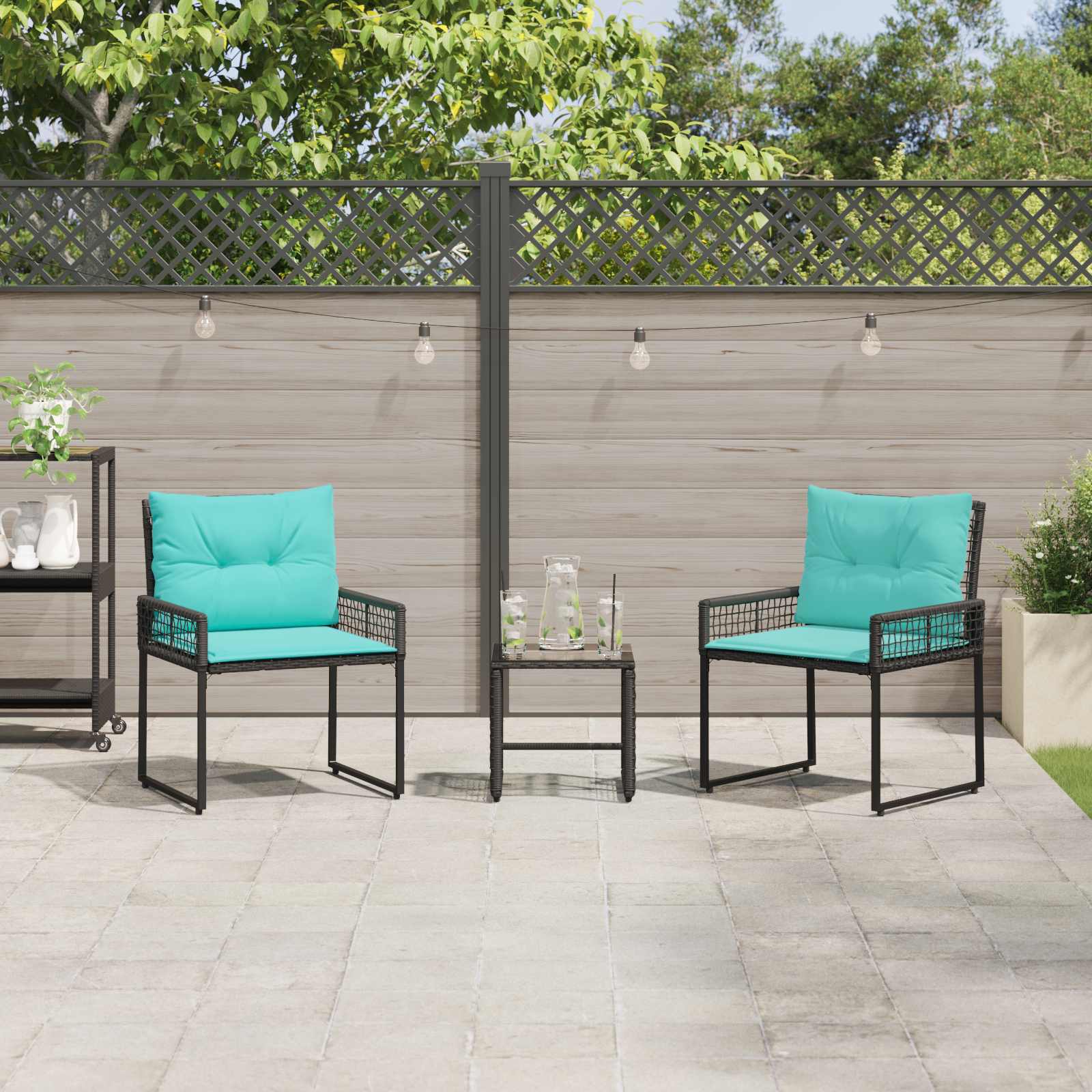 vidaXL Buitenmeubelset met kussen 5 pcs Zwart en Wit