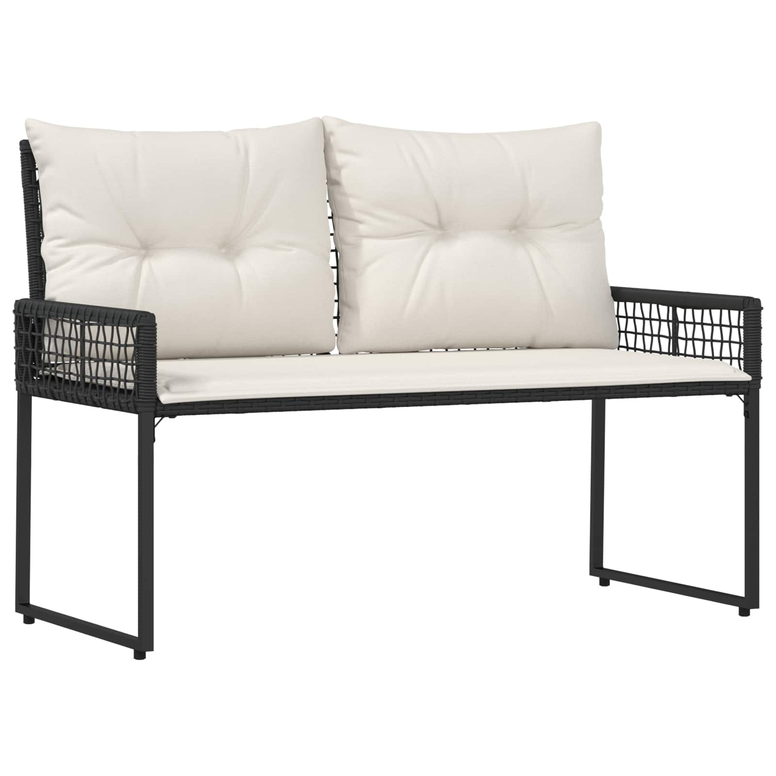 vidaXL Tuinbank Zwart en Cream Wit 118 x 55 x 82 cm PE rattan en stof