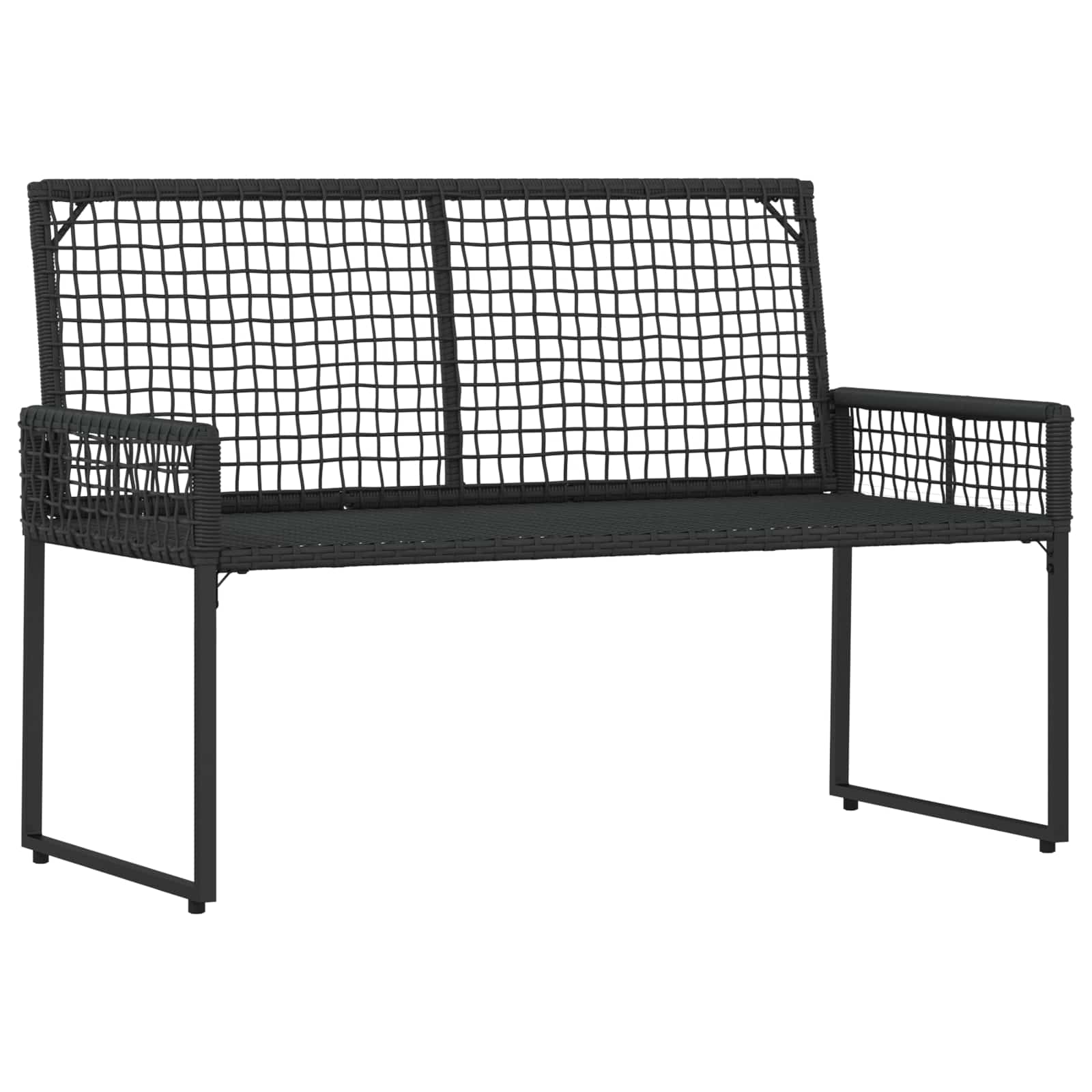 vidaXL Tuinbank Zwart en Cream Wit 118 x 55 x 82 cm PE rattan en stof