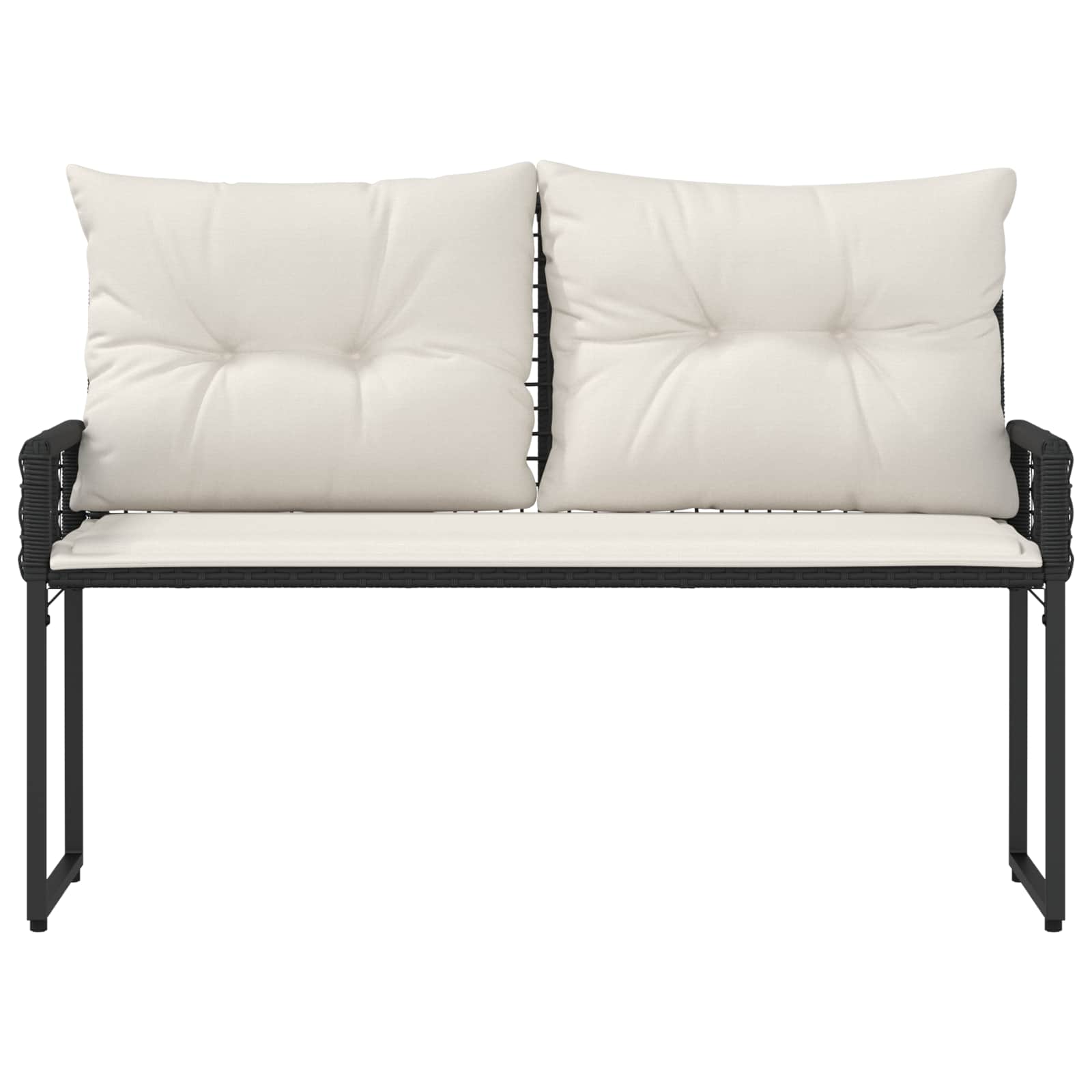 vidaXL Tuinbank Zwart en Cream Wit 118 x 55 x 82 cm PE rattan en stof