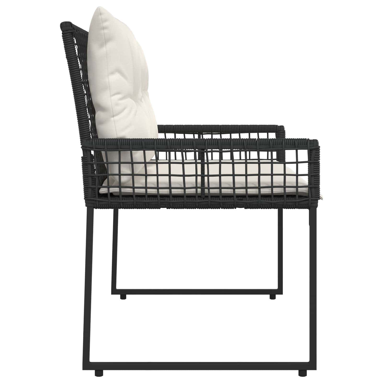 vidaXL Tuinbank Zwart en Cream Wit 118 x 55 x 82 cm PE rattan en stof