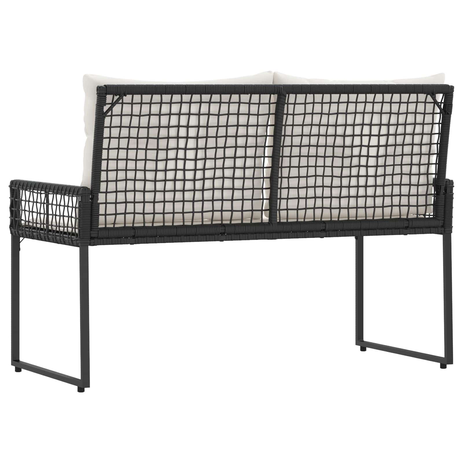 vidaXL Tuinbank Zwart en Cream Wit 118 x 55 x 82 cm PE rattan en stof