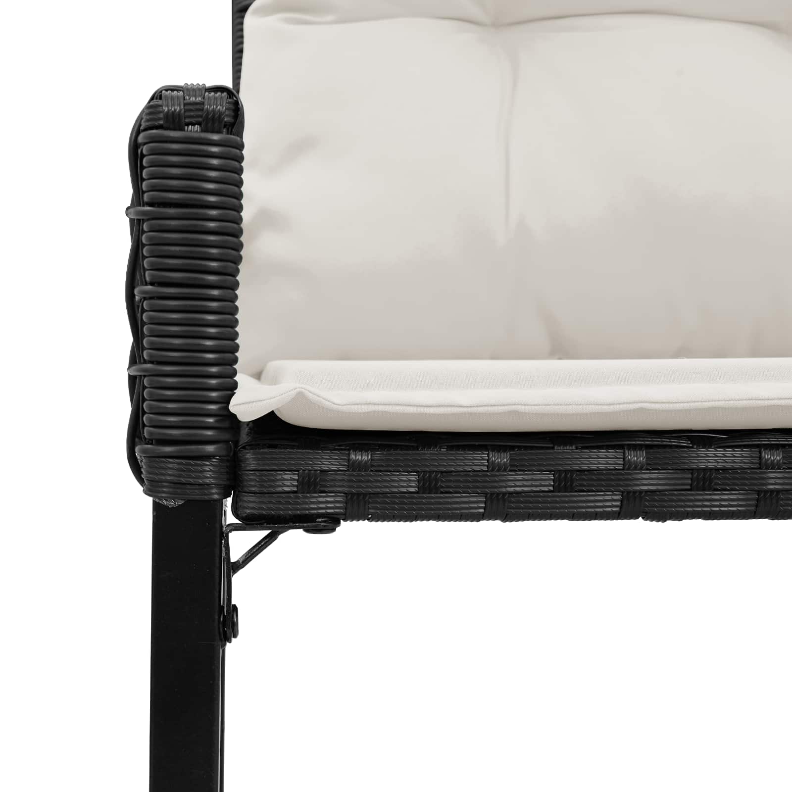 vidaXL Tuinbank Zwart en Cream Wit 118 x 55 x 82 cm PE rattan en stof