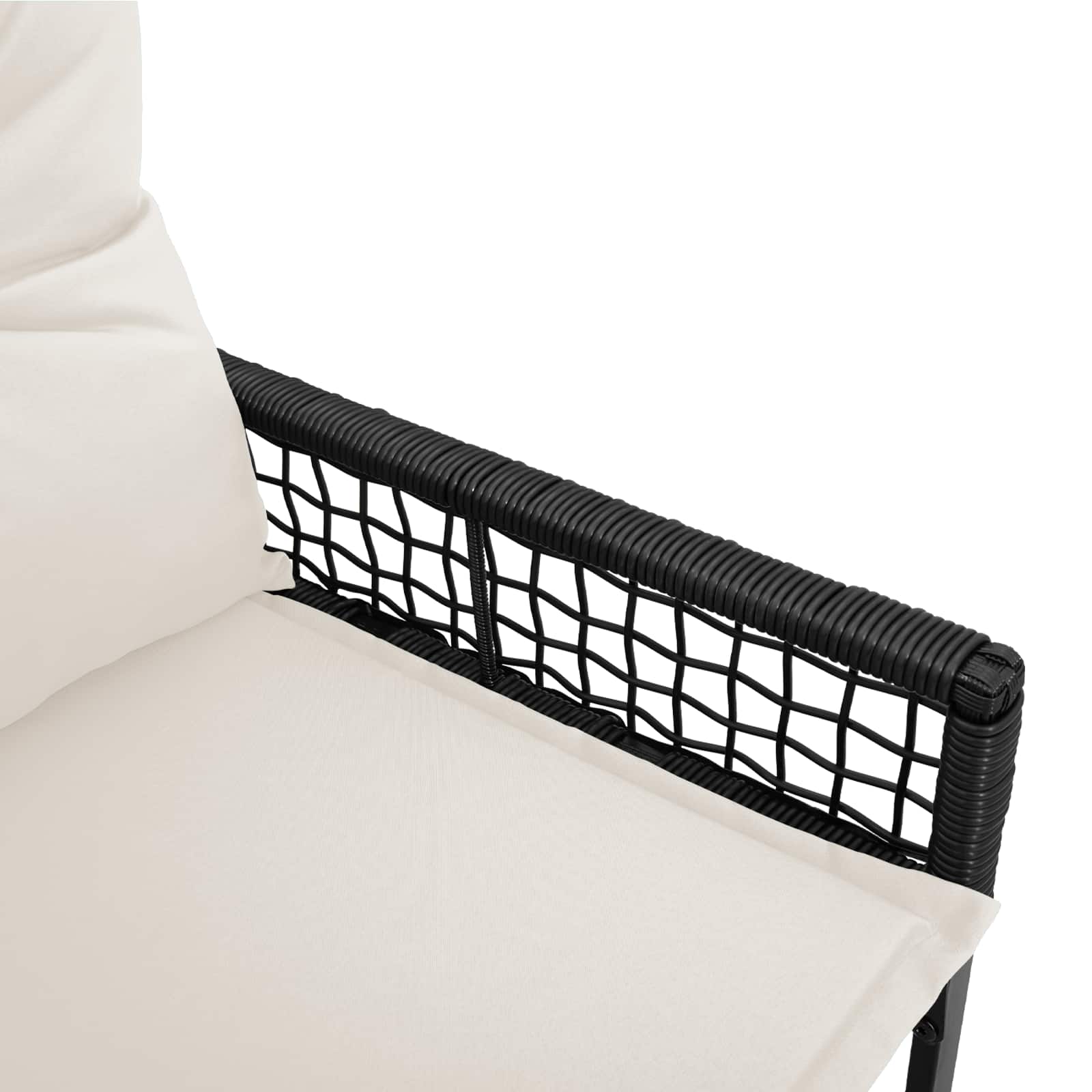 vidaXL Tuinbank Zwart en Cream Wit 118 x 55 x 82 cm PE rattan en stof