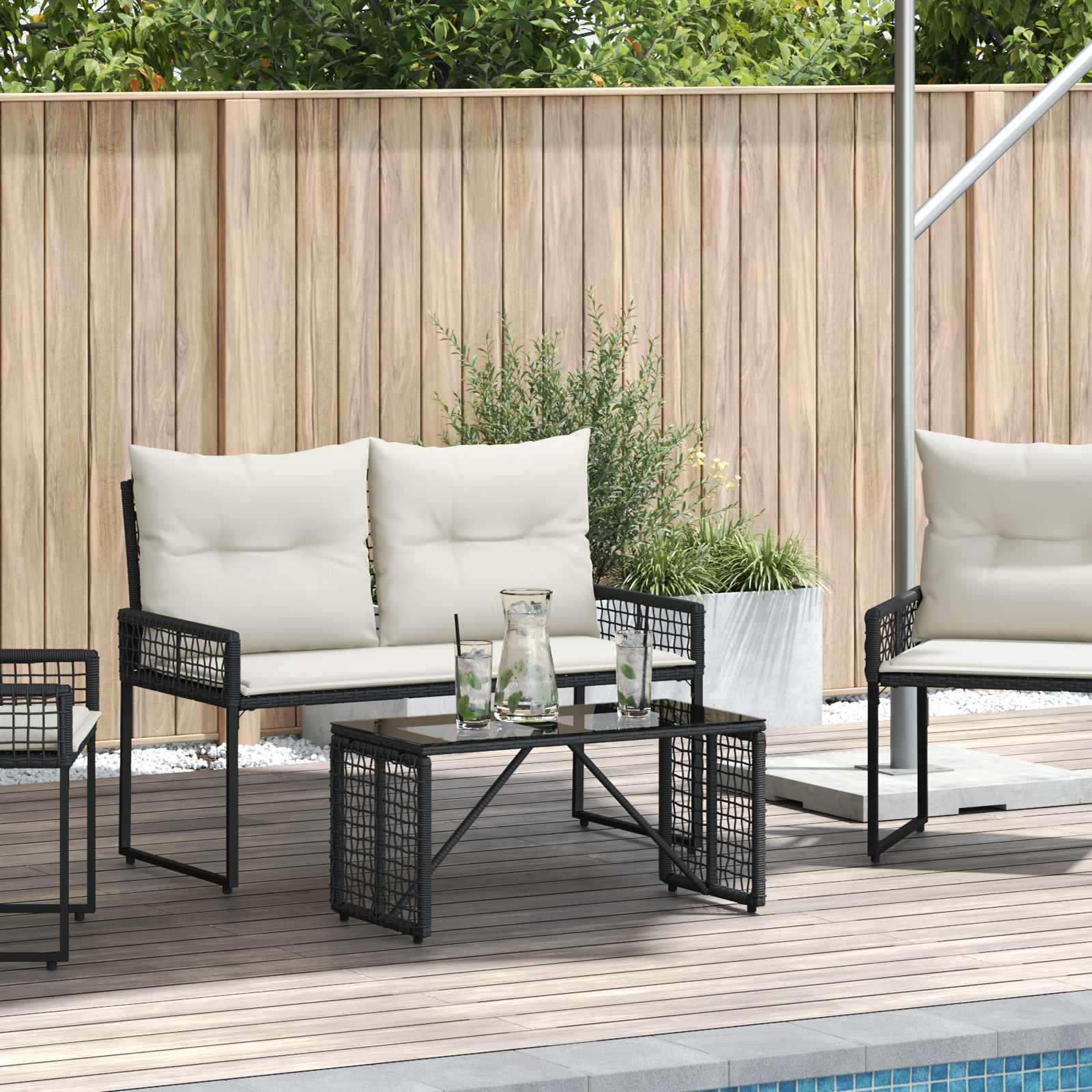 vidaXL Buiten Tafel Zwart 80 x 40 x 40 cm PE Rattan en Glas