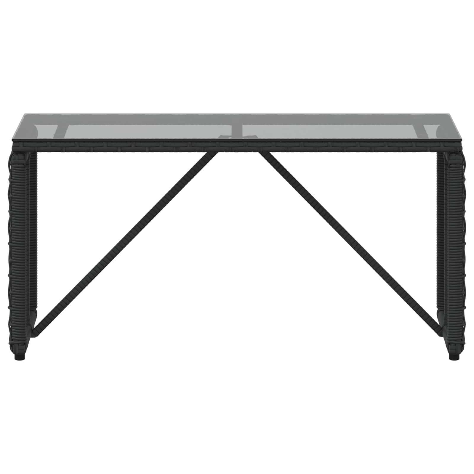 vidaXL Buiten Tafel Zwart 80 x 40 x 40 cm PE Rattan en Glas
