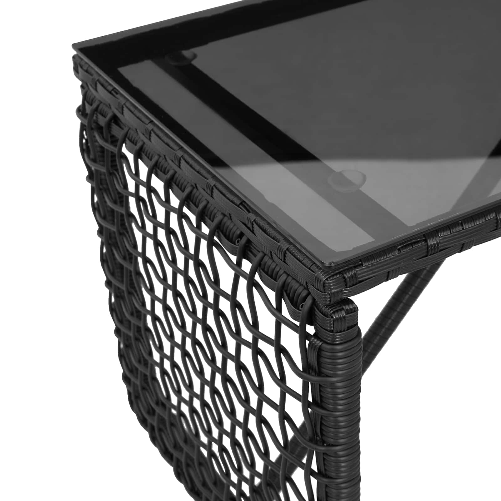 vidaXL Buiten Tafel Zwart 80 x 40 x 40 cm PE Rattan en Glas