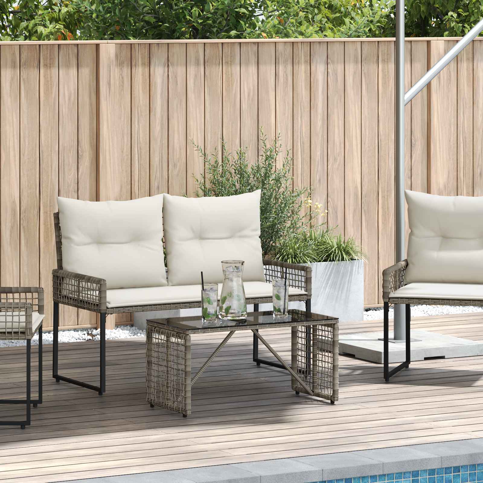 vidaXL Buiten Tafel Zwart 80 x 40 x 40 cm PE Rattan en Glas
