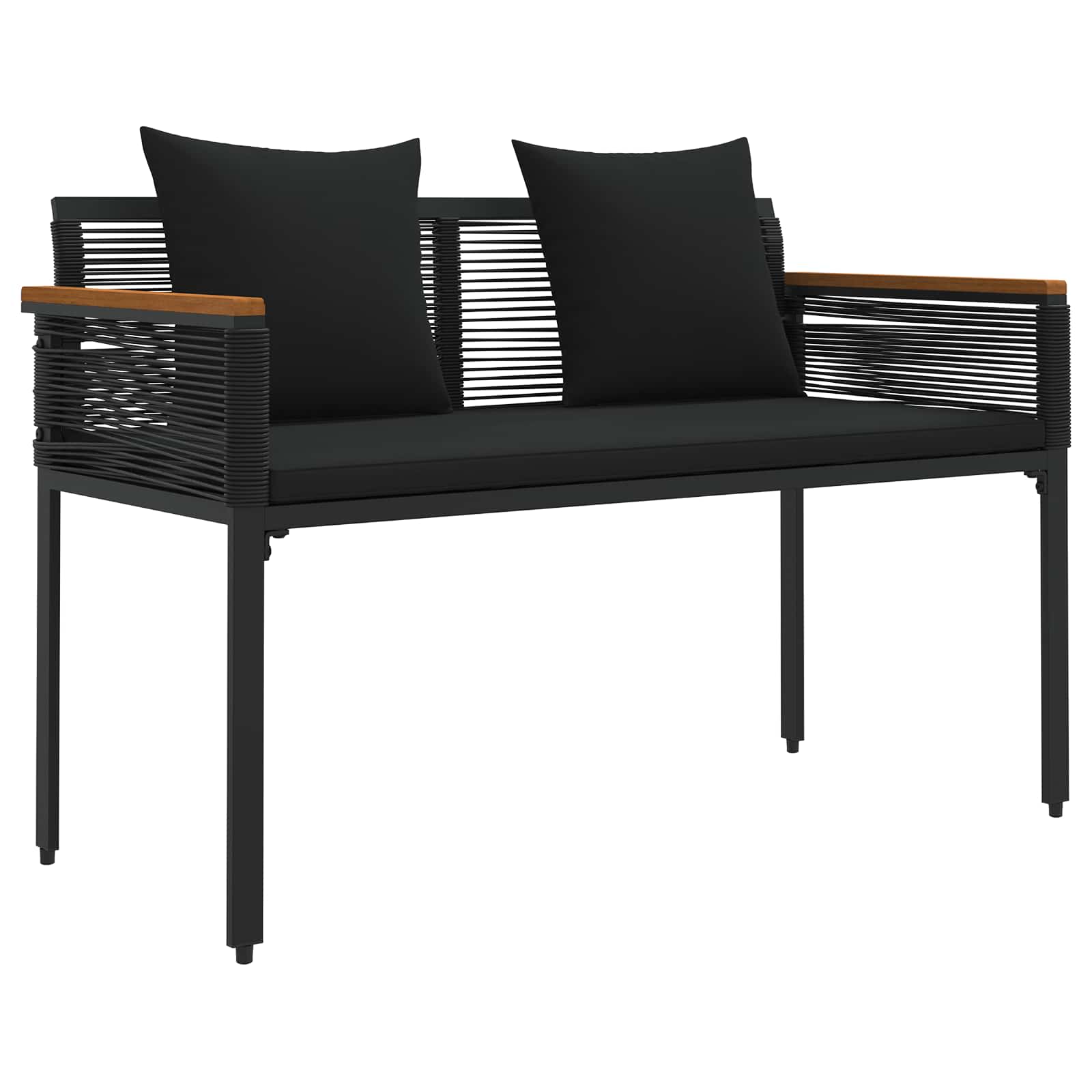 vidaXL Buitenmeubelset met kussen 4 pcs Zwart en Cream Wit PE Rattan