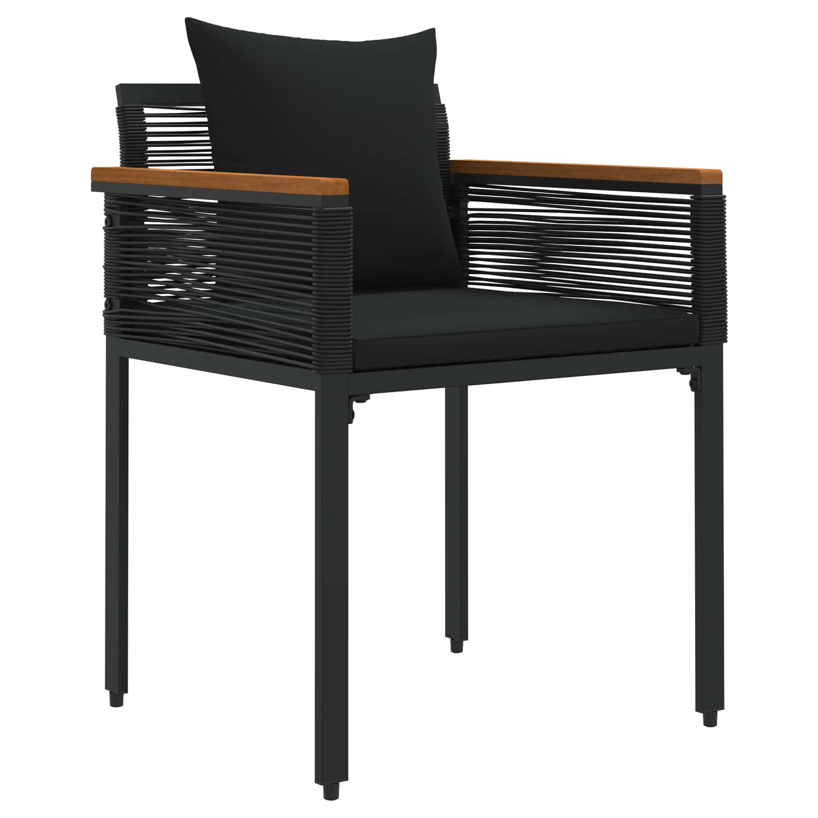 vidaXL Buitenmeubelset met kussen 4 pcs Zwart en Cream Wit PE Rattan