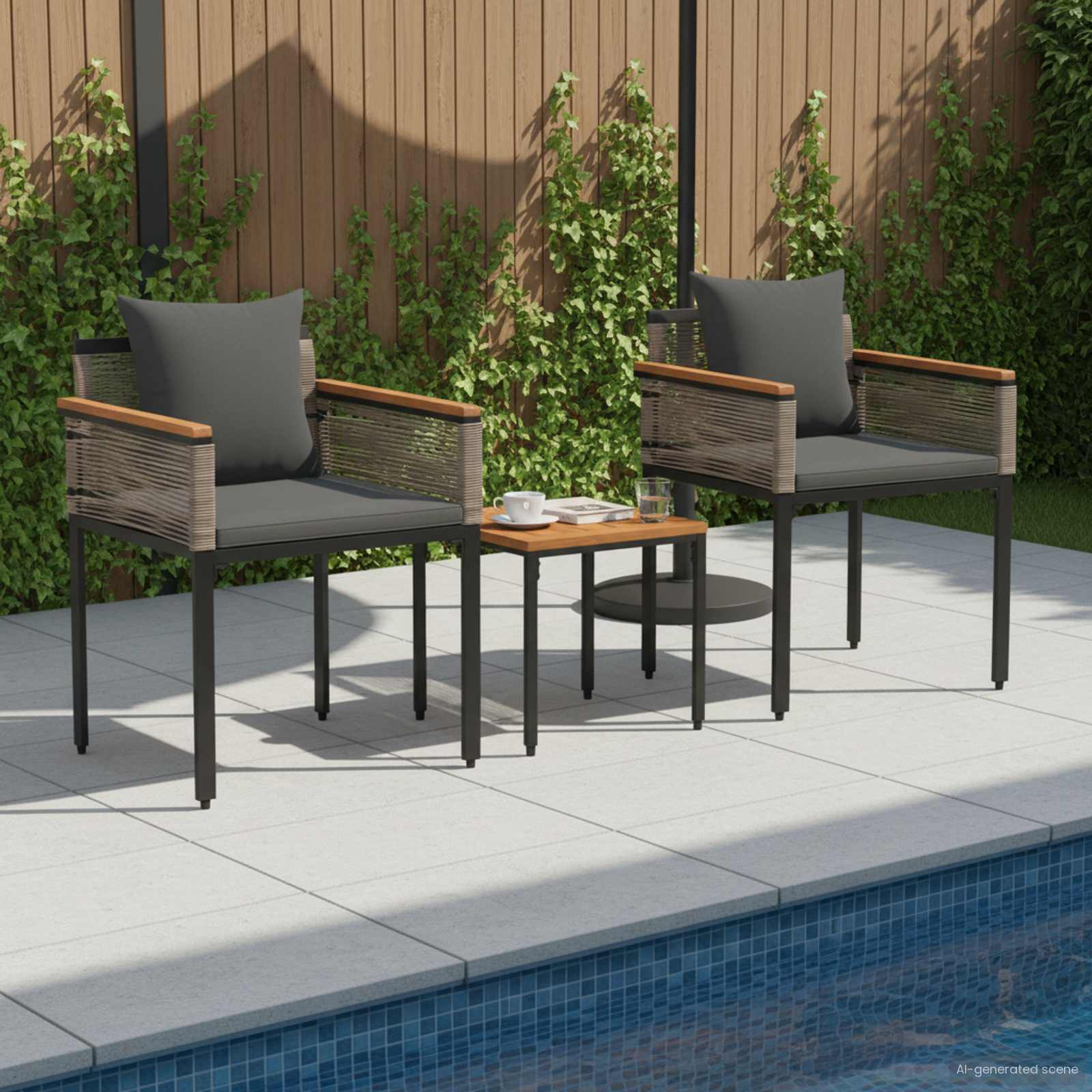 vidaXL Buitenmeubelset met kussen 4 pcs Zwart en Cream Wit PE Rattan