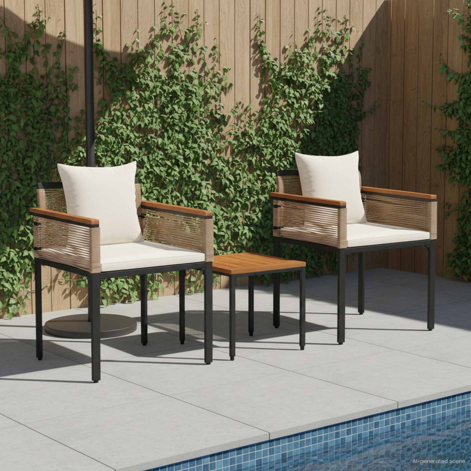 vidaXL Buitenmeubelset met kussen 4 pcs Zwart en Cream Wit PE Rattan