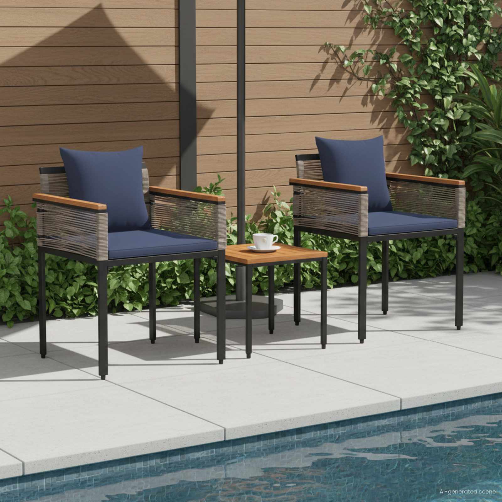 vidaXL Buitenmeubelset met kussen 4 pcs Zwart en Cream Wit PE Rattan
